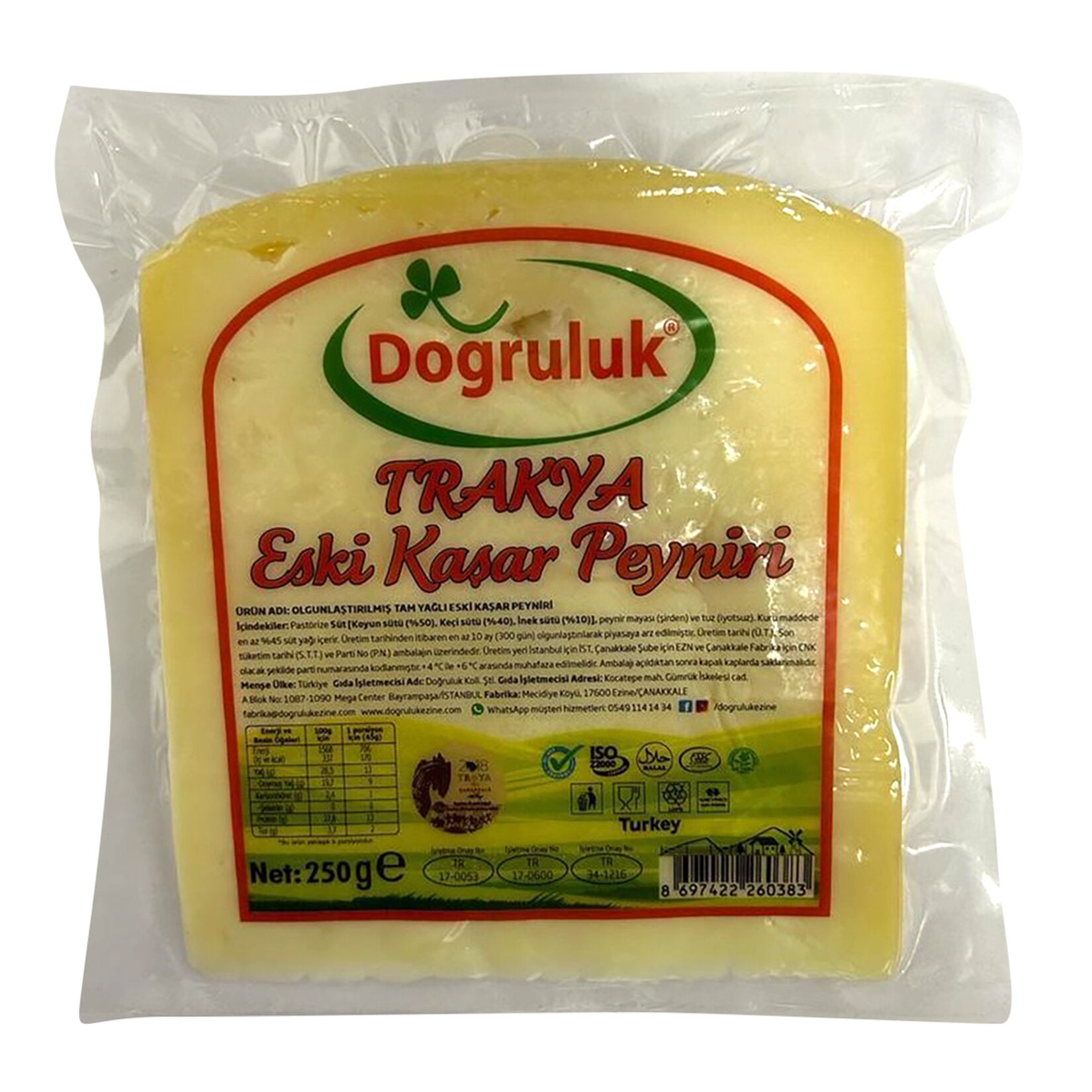 Dogruluk Aged Full Fat Kashar Cheese is a traditional Turkish Eski Kashar crafted from a rich blend of sheep’s, goat’s, and cow’s milk.