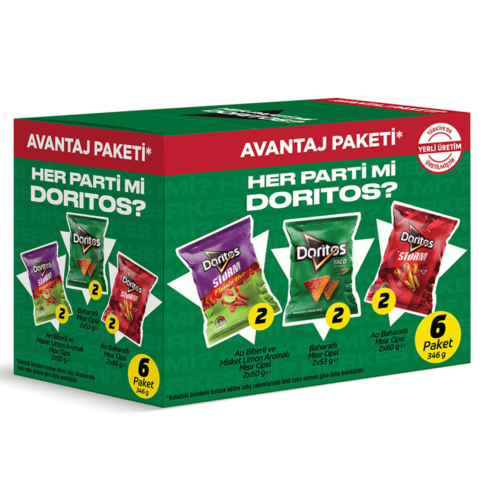 Experience the bold and fiery taste of Doritos Storm Variety Pack, a thrilling trio of Türkiye’s most intense corn chips.