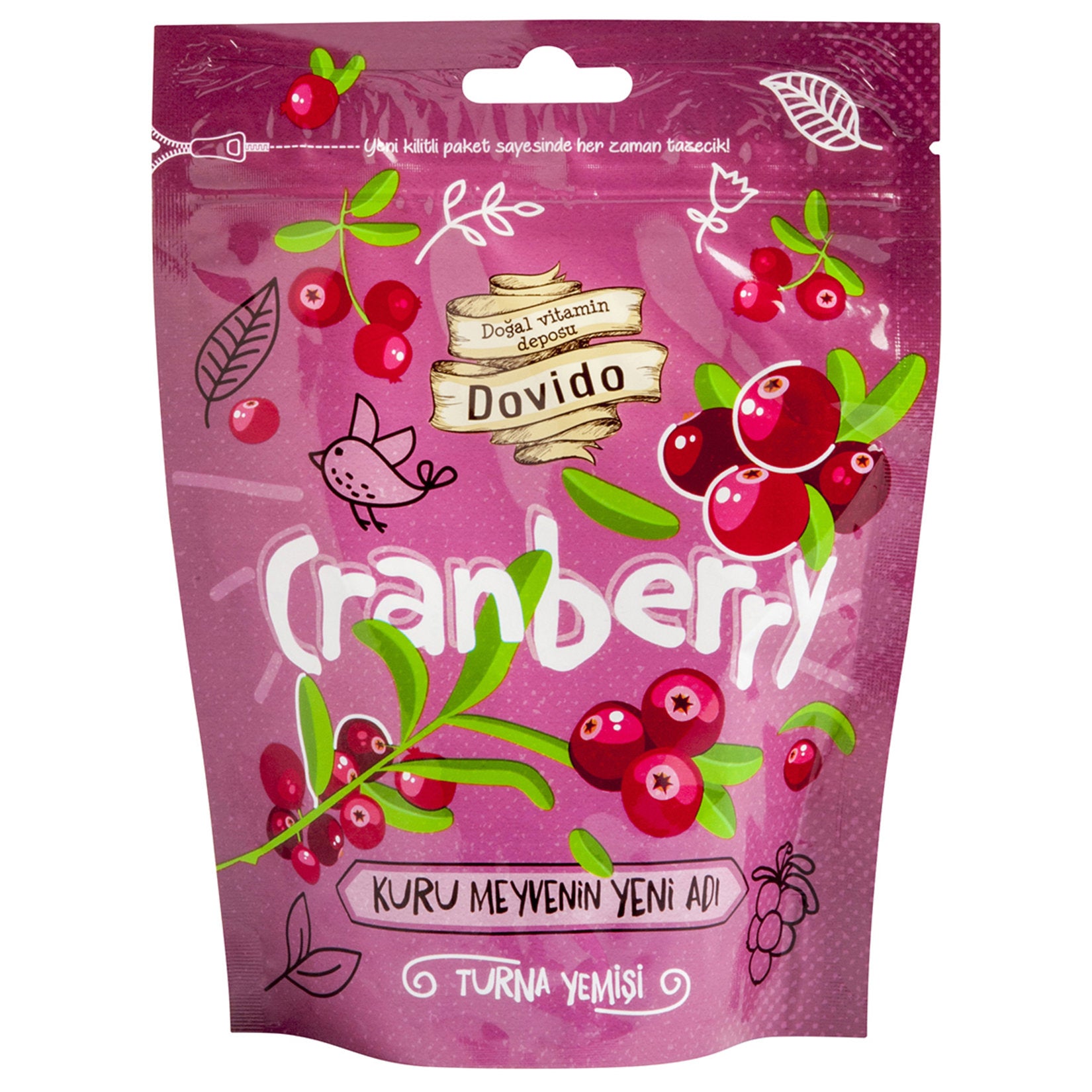 Dovido Cranberry brings you the naturally vibrant taste of carefully selected dried cranberries, lightly coated with a small amount of vegetable oil (max 1%) to maintain freshness and prevent sticking.