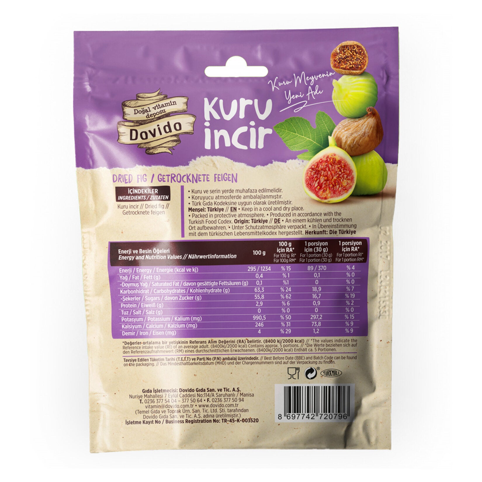 Enjoy the naturally sweet and rich taste of Dovido Dried Figs, a wholesome snack straight from the s