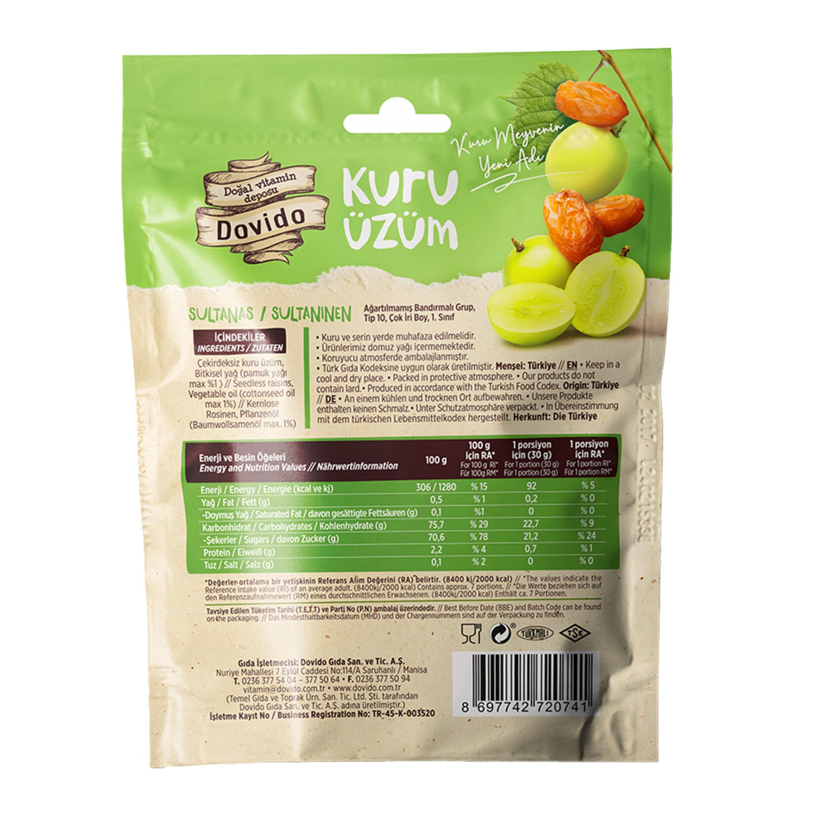 Dovido Dried Seedless Raisins bring the authentic taste of sun-dried Turkish grapes to your pantry. 