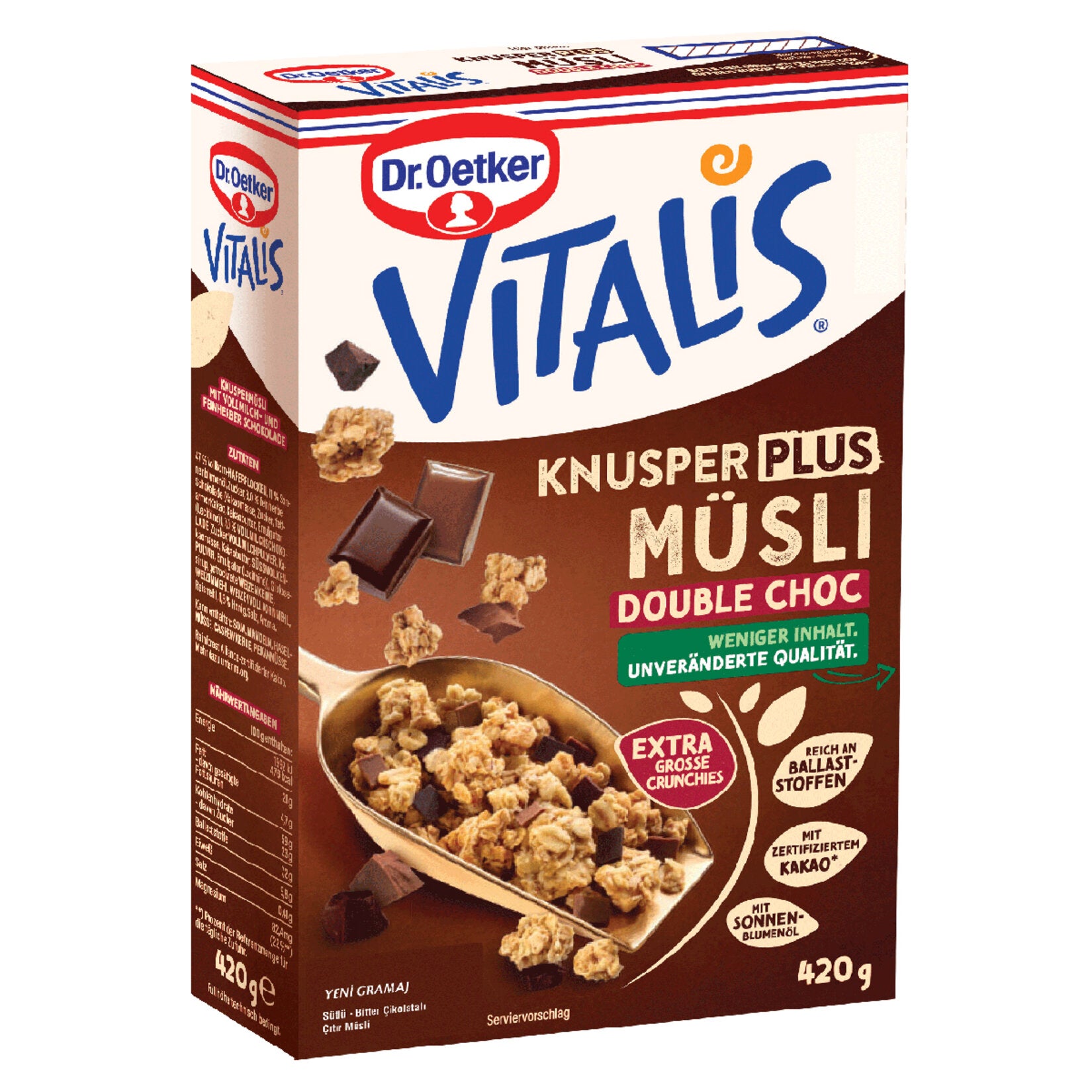 Start your morning with the rich crunch of Dr.Oetker Vitalis Milk & Dark Chocolate Crispy Muesli.