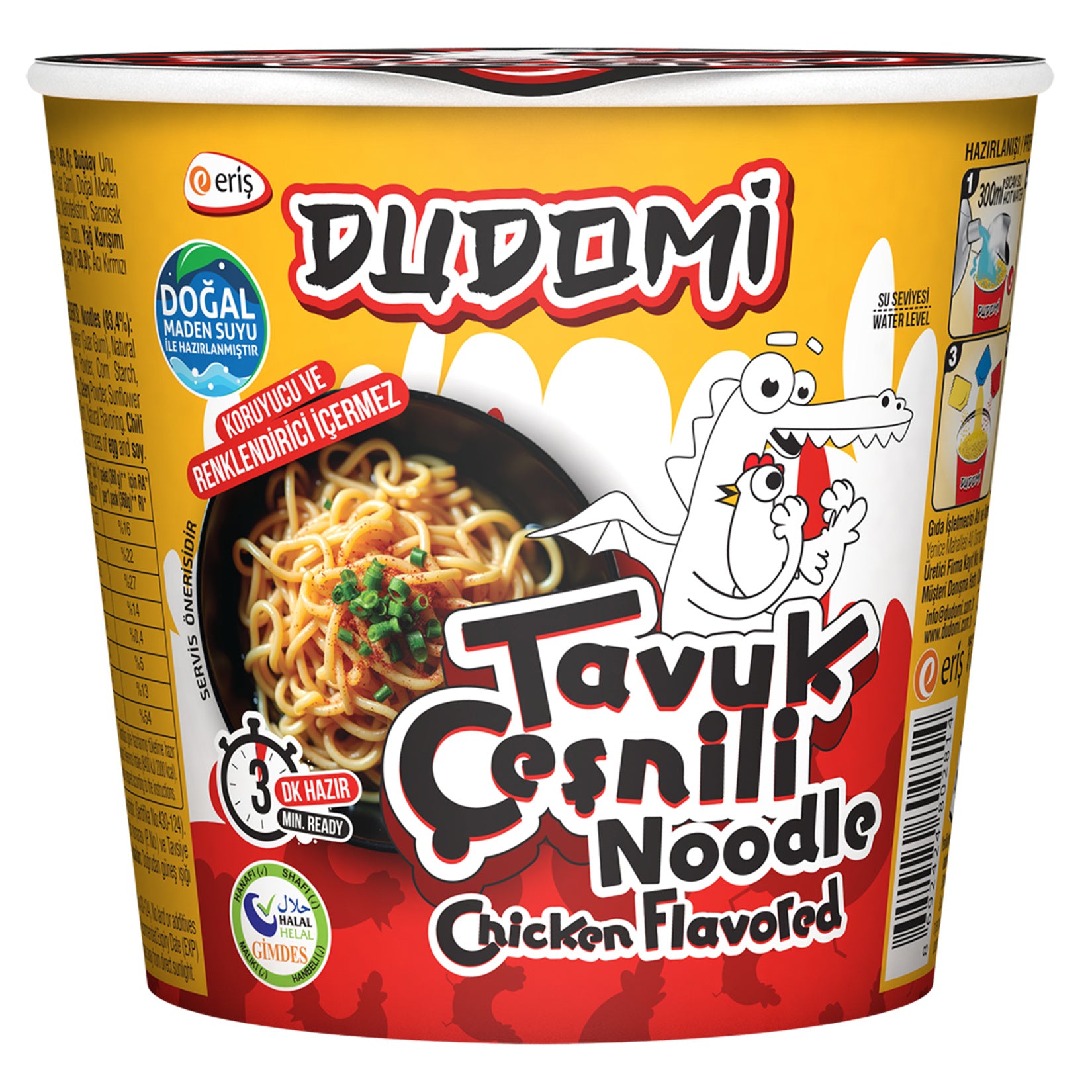 Dudomi Chicken Flavor Noodle Cup brings the comforting taste of savory chicken broth and perfectly textured noodles in a convenient, ready-to-eat format.