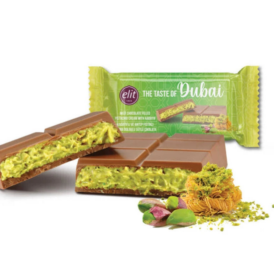 Elit Chocolate Kadayıf and Pistachio Cream Filled Dubai Chocolate 3.17 oz (90g)