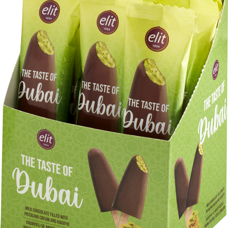 Elit Chocolate Kadayif and Pistachio Cream Filled Dubai Chocolate Lolly Stick 1.05 oz (30g)