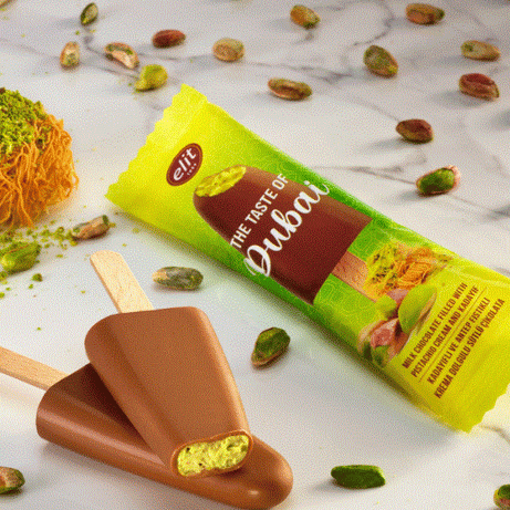 Elit Chocolate Kadayif and Pistachio Cream Filled Dubai Chocolate Lolly Stick 1.05 oz (30g)