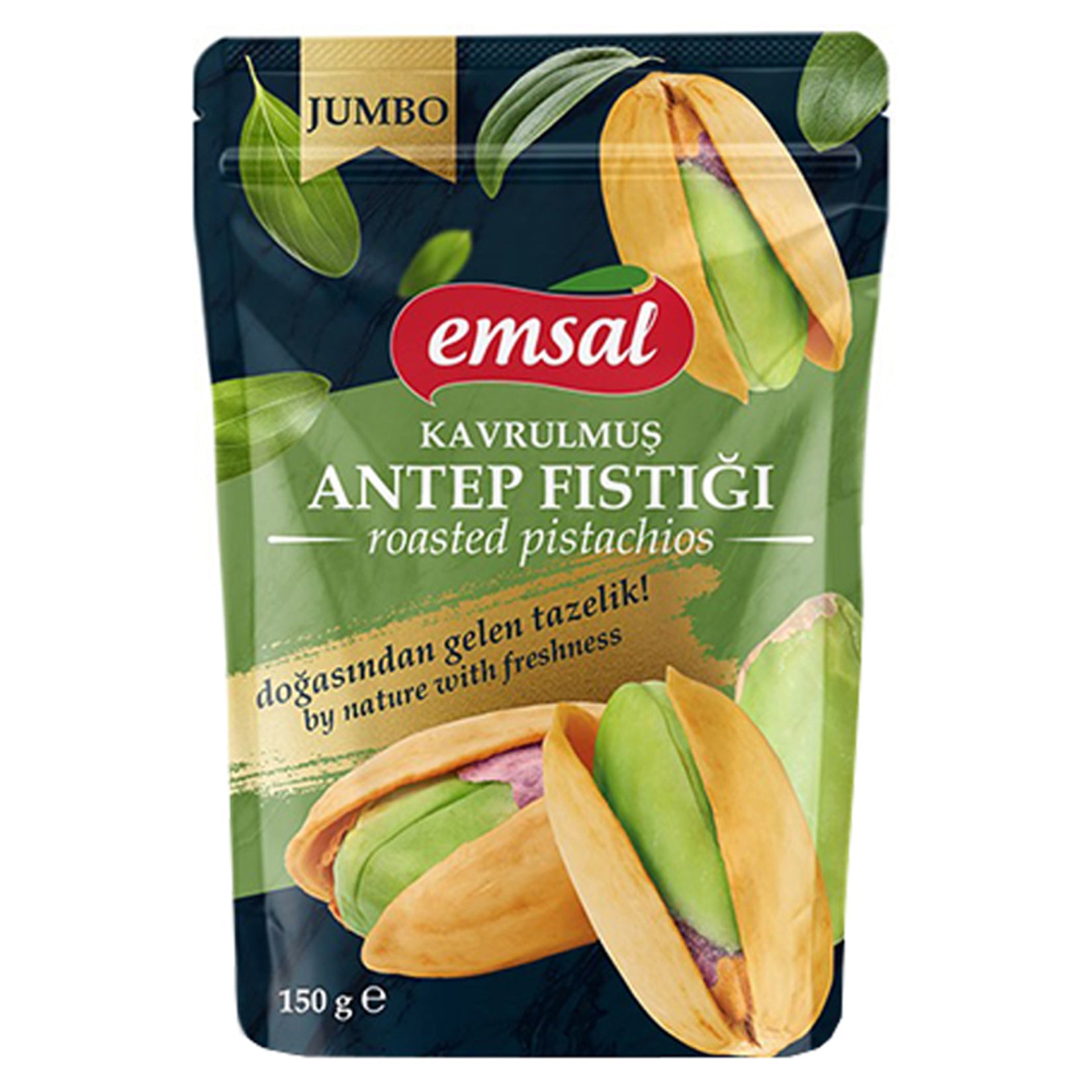 Enjoy the rich taste of Emsal Pistachios, carefully roasted and lightly salted to bring out their natural flavor and crunch.