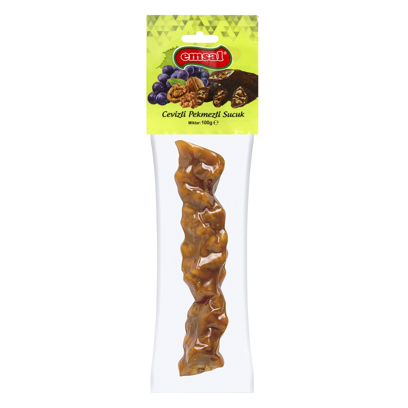 Emsal Walnut Sausage with Grape Molasses is a traditional Turkish sweet made with whole walnuts coated in rich grape molasses (pekmez).