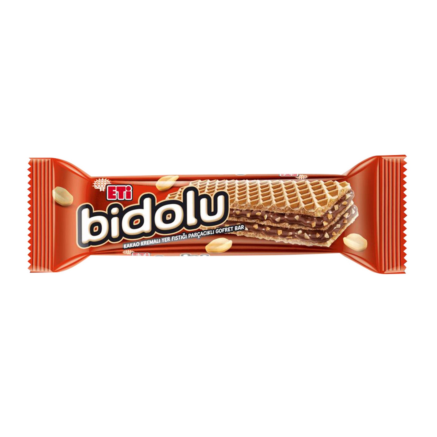 Eti Bidolu Cacao Cream Peanut Wafer Bar brings together the rich taste of creamy cacao and crunchy peanuts in a light, crispy wafer.