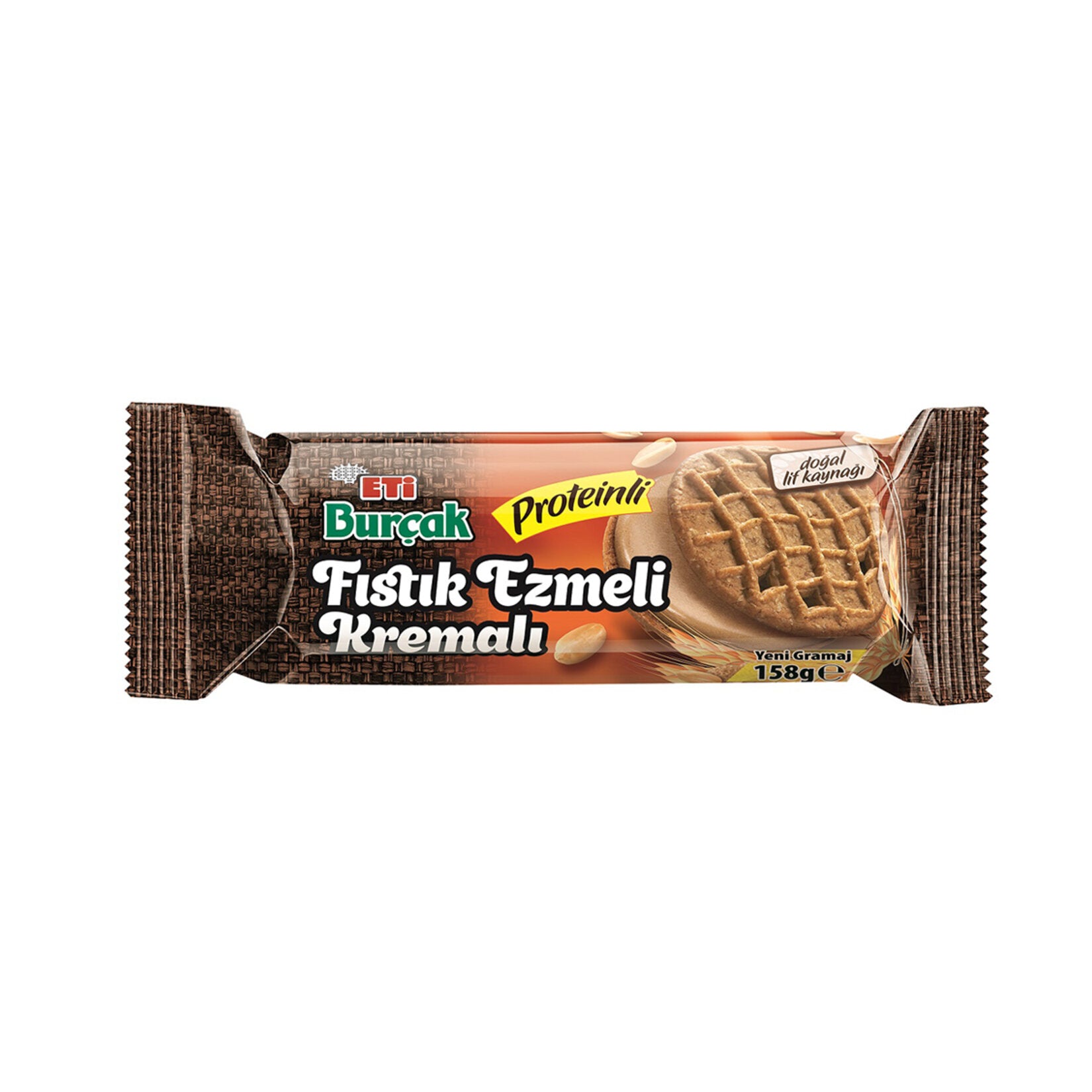 Eti Burcak Peanut Butter Cream Protein Biscuit brings together the hearty taste of whole grains with a smooth peanut butter cream filling.
