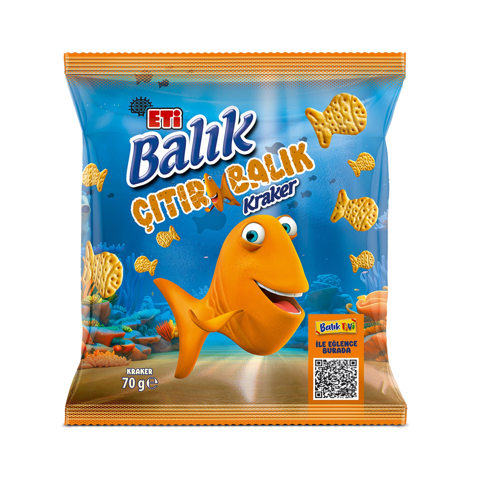 Eti Citir Balik Cracker brings the fun of snack time with its deliciously crispy fish-shaped crackers.