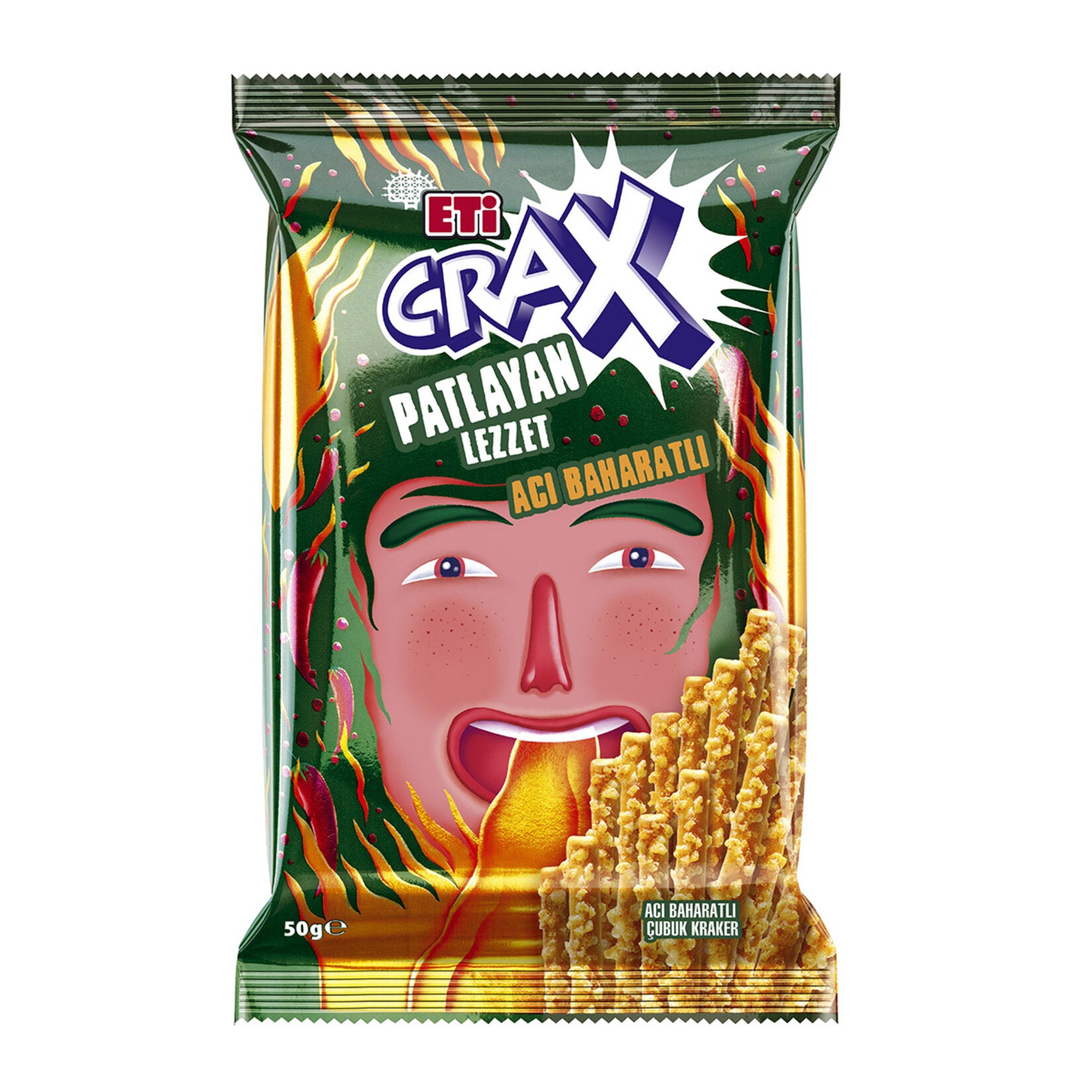 Exploding Flavors Eti Crax Exploding Flavor Hot Spicy Stick Cracker 50 G – Turcamart
