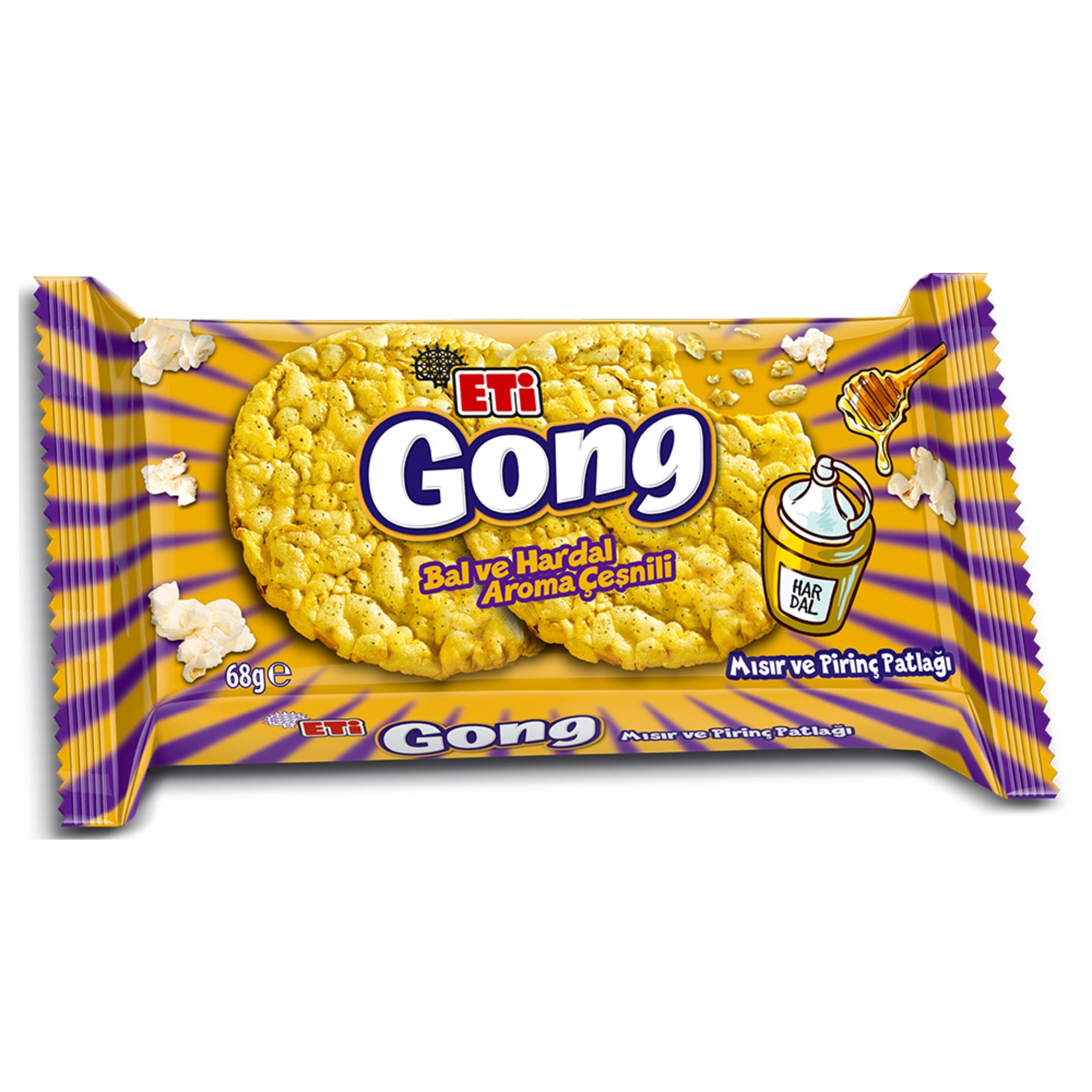 Eti Gong Honey Mustard Corn and Rice Cake is a bold and flavorful Turkish snack that brings together