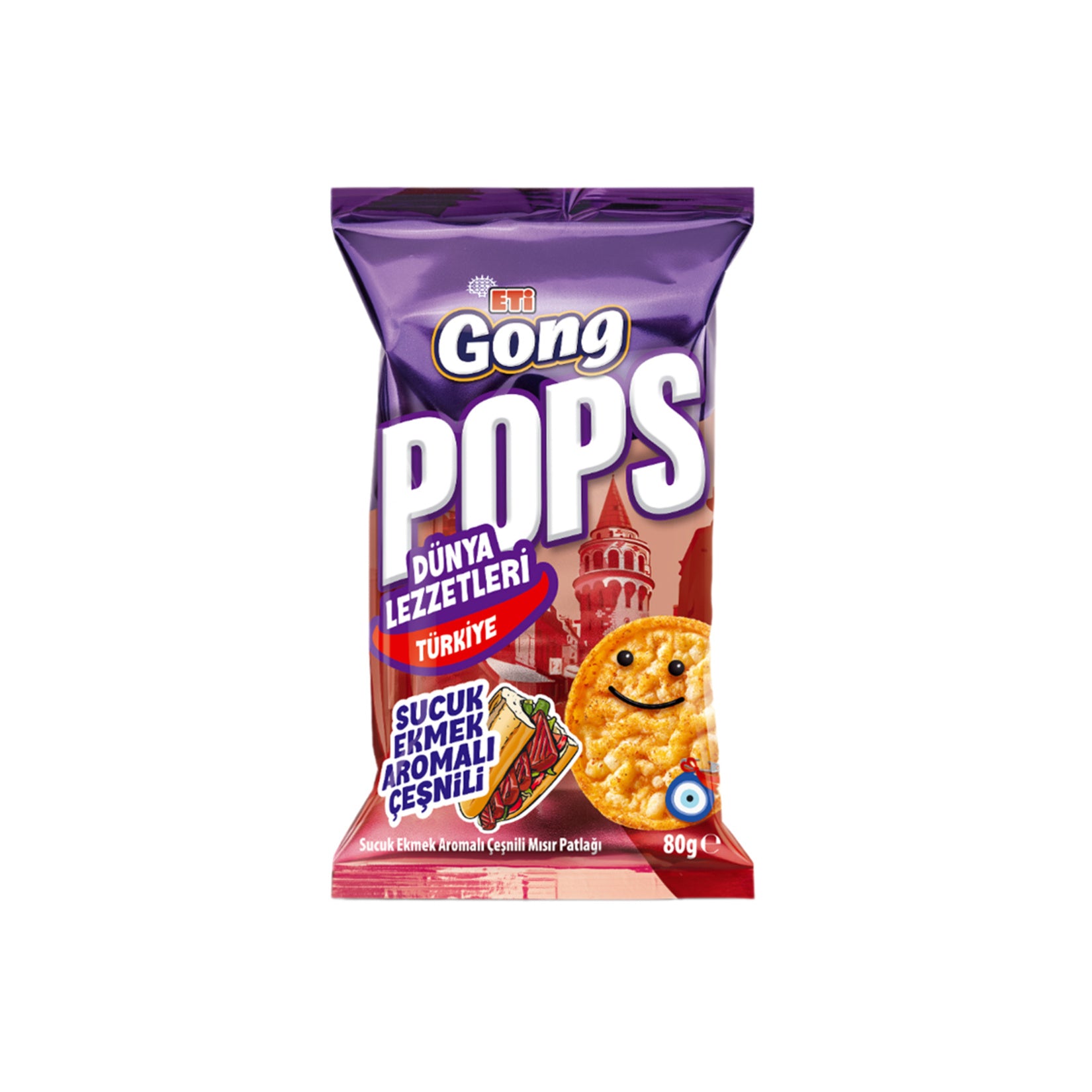 Eti Gong Pops Sucuk Ekmek Flavored Popcorn brings the bold and savory taste of Türkiye’s beloved street food—sucuk ekmek—into a crunchy, satisfying snack.