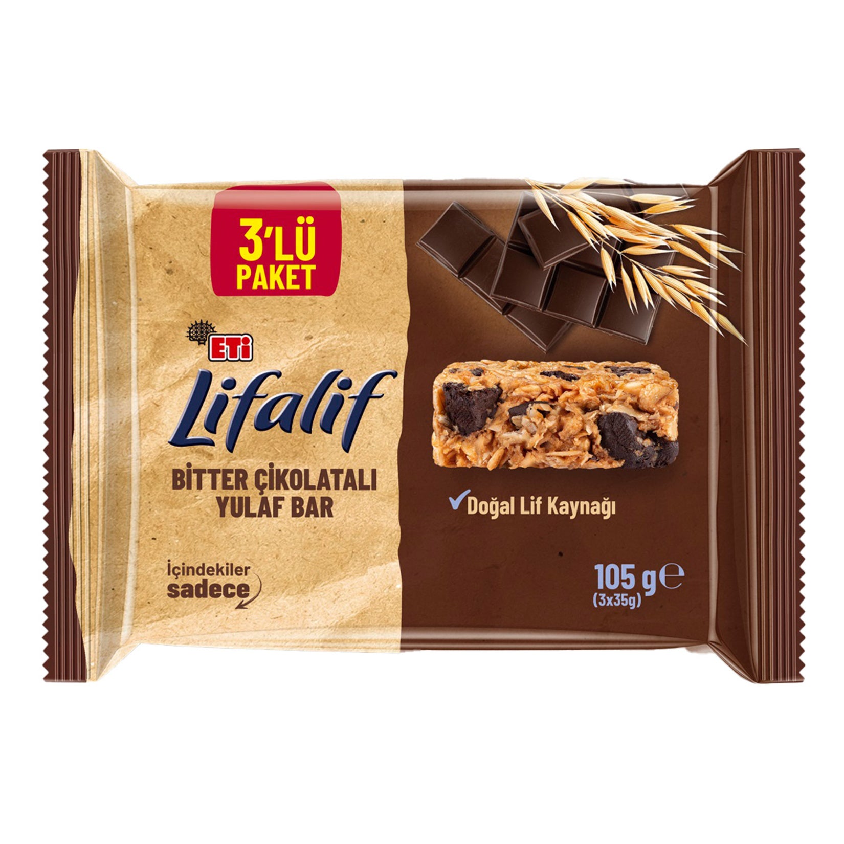 Eti Lifalif Dark Chocolate Oat Bar blends rich dark chocolate with wholesome oats for a satisfying snack that’s both delicious and fiber-rich.