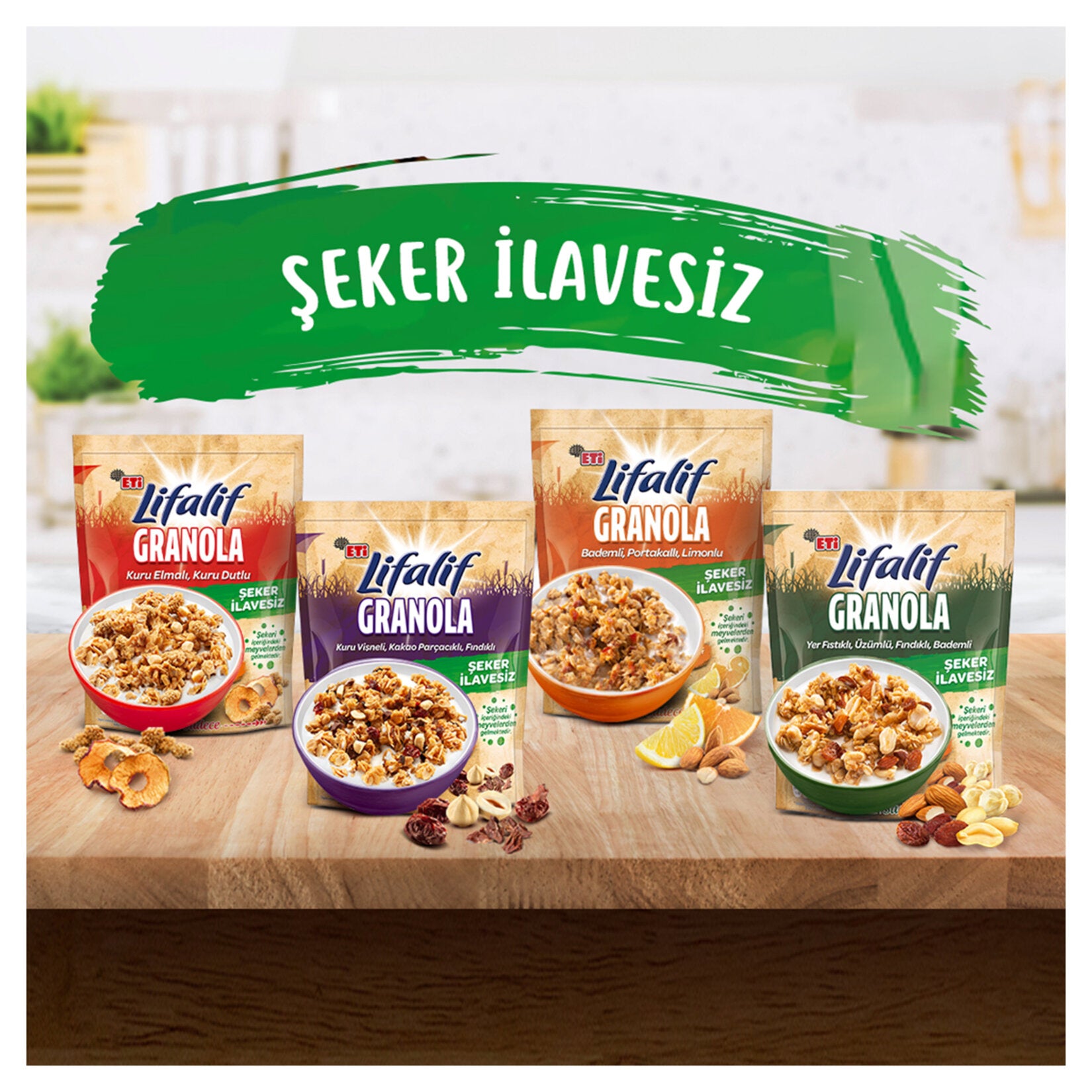 Start your morning with the balanced taste of Lifalif Granola with Sour Cherry, Cocoa Nibs and Hazelnut.