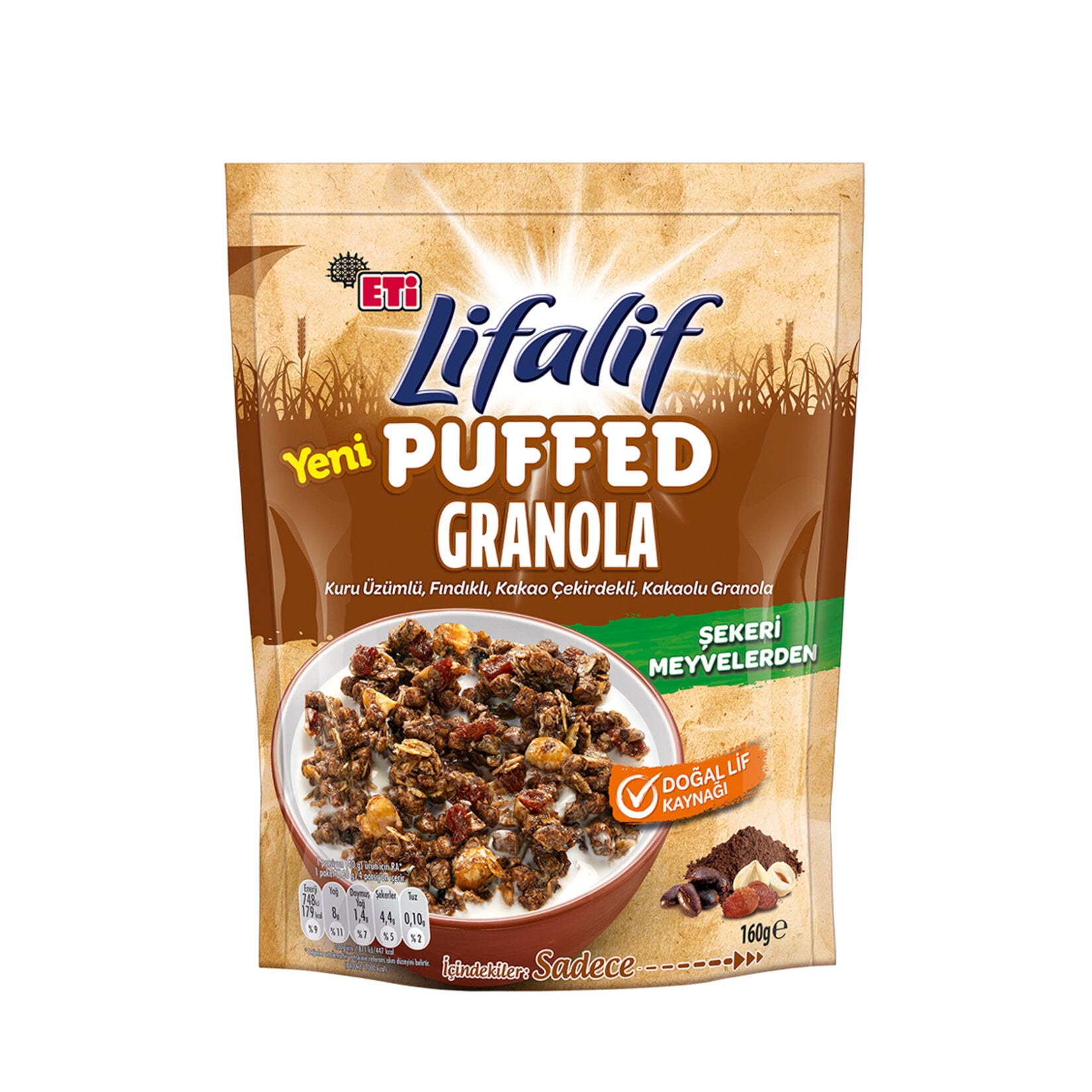 Lifalif Puffed Granola Cacao brings together crunchy oats, cocoa, and naturally sweet fruits for a balanced and satisfying breakfast.