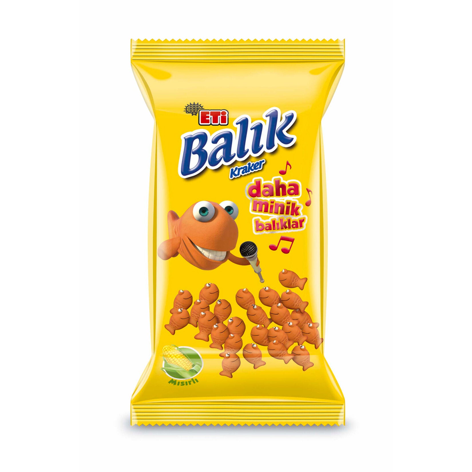 Eti Mini Corn Fish Crackers offer a fun and savory snacking experience with their playful fish shapes and subtle corn flavor.