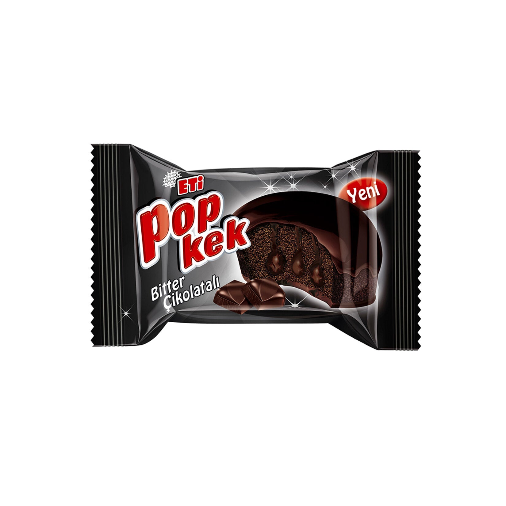 Eti Popkek Bitter Chocolate Cake is a rich and moist mini cake coated with intense dark chocolate flavor.