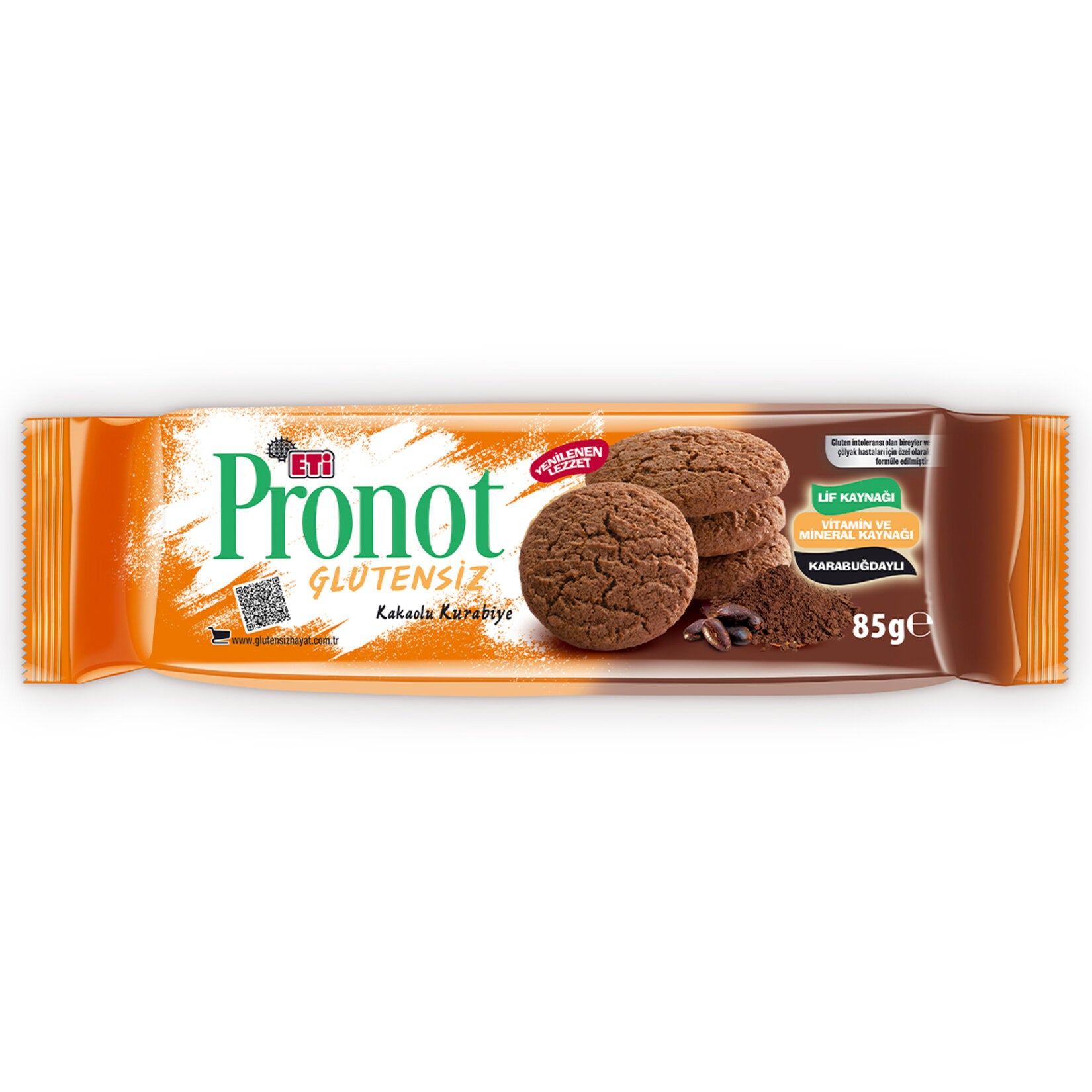 Eti Pronot Cacao Cookie is a delicious gluten-free treat made with a unique blend of rice flour, buckwheat flour, and reduced-fat cocoa powder.