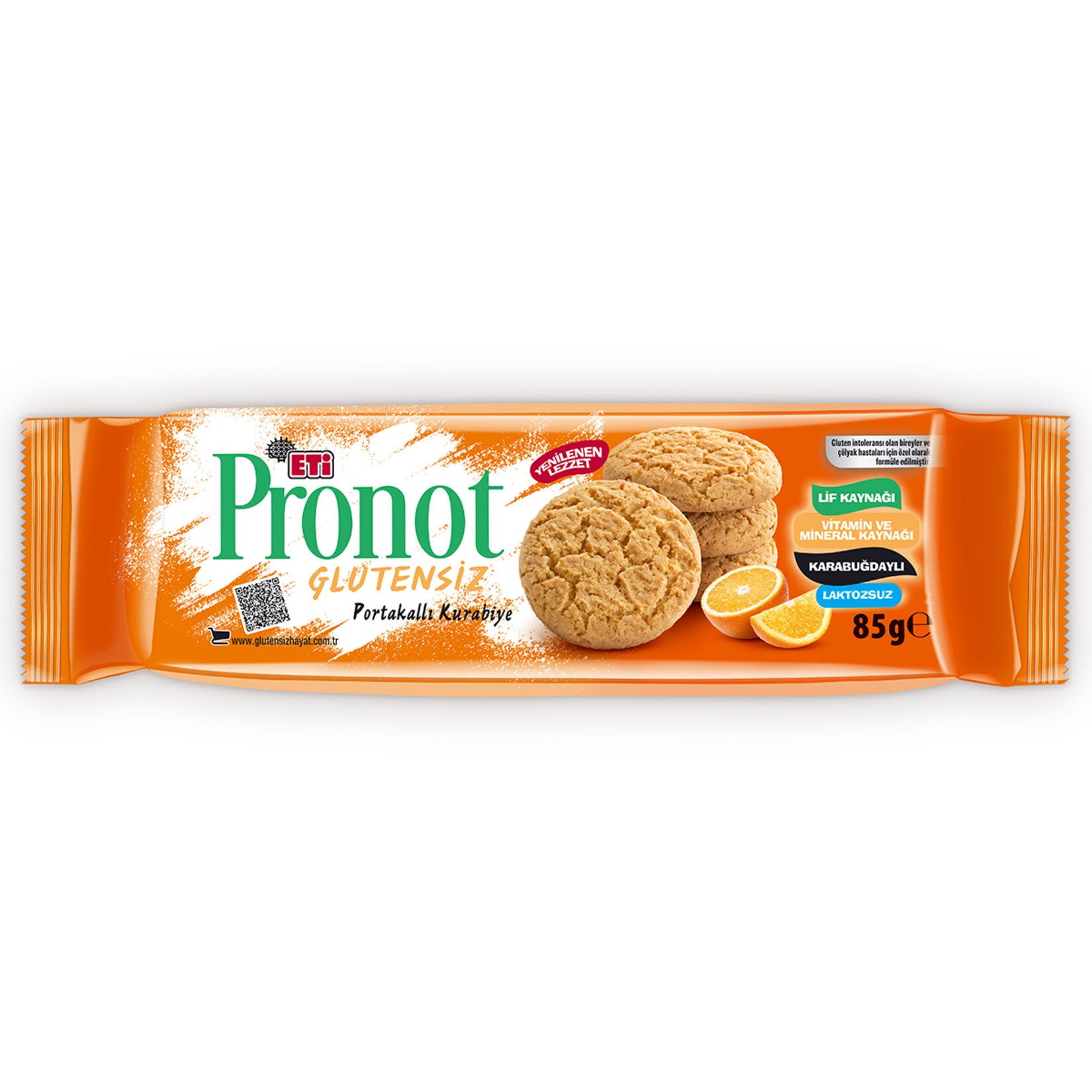 Eti Pronot Orange Cookie is a delicious, gluten-free treat crafted with a unique blend of corn flour, buckwheat flour, and real orange peel puree.