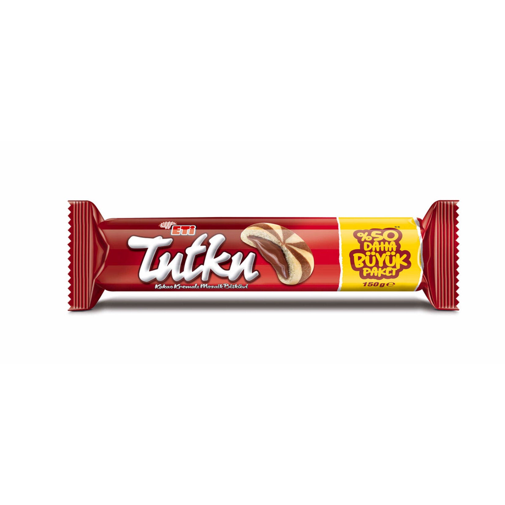 Eti Tutku Cacao Cream Mosaic Biscuit brings together the irresistible crunch of a biscuit with a rich, velvety cacao cream filling.
