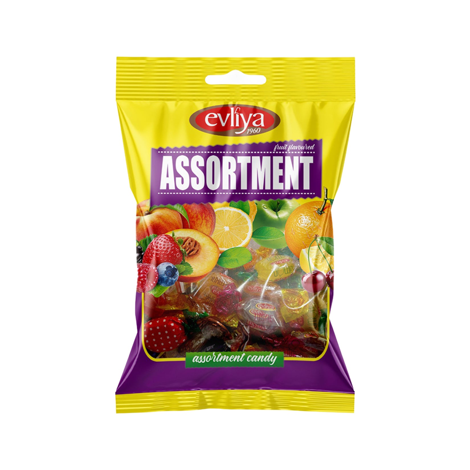 Enjoy a colorful mix of classic flavors with Evliya Assortment Hard Candy.