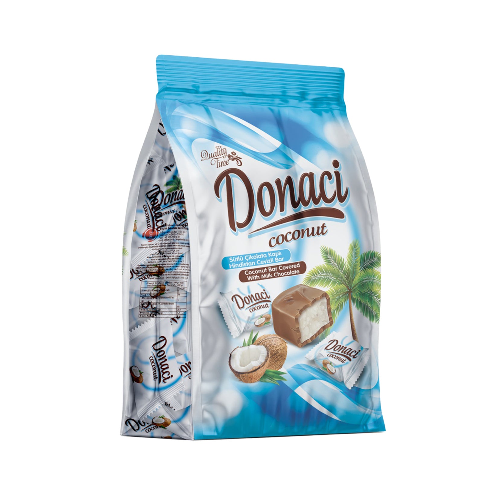 Evliya Duality Time Donaci Coconut Chocolate brings together a rich coconut filling and smooth milk chocolate in every bite.
