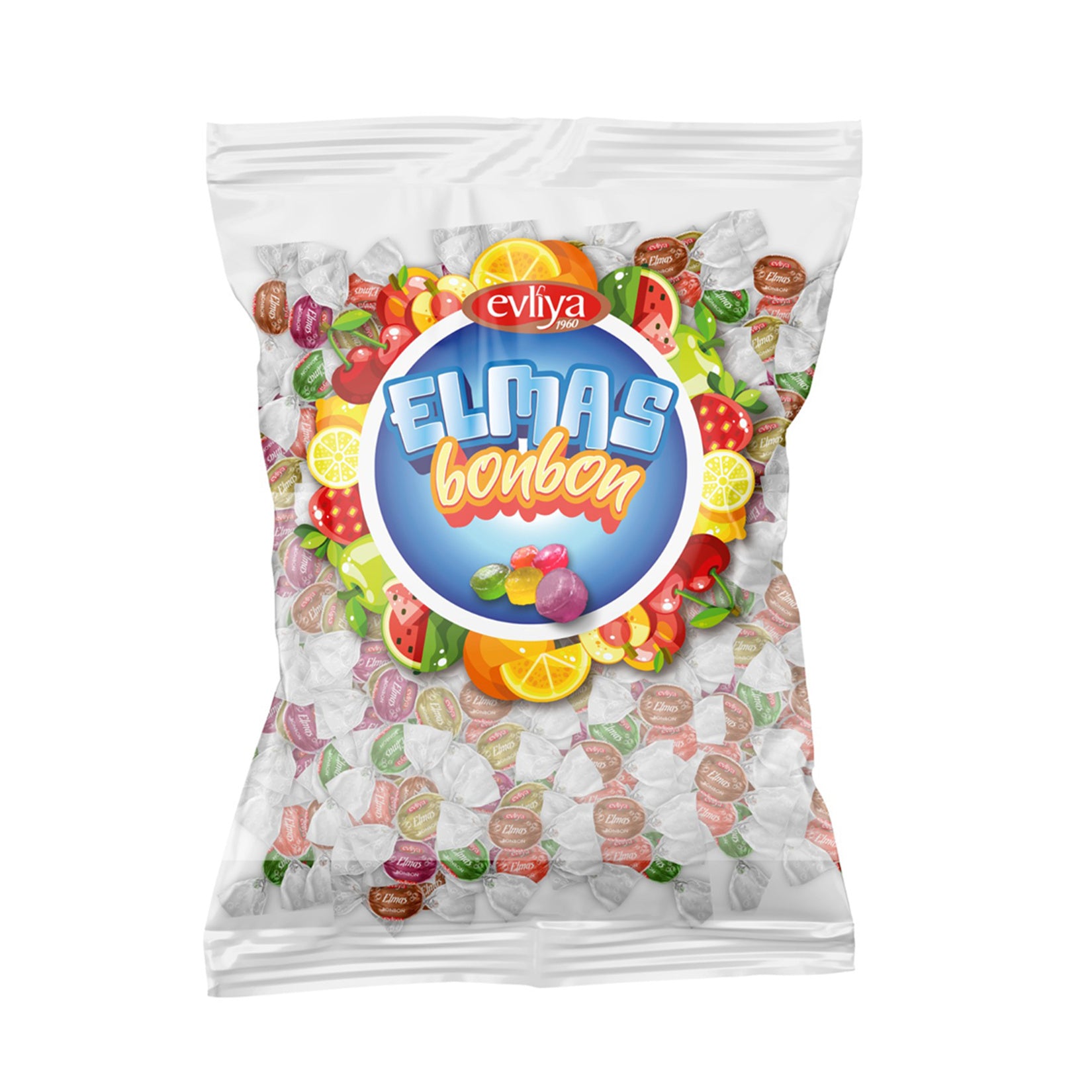 Evliya Elmas Fruit Flavored Hard Candy brings a colorful mix of classic fruit flavors in sparkling diamond-shaped candies.