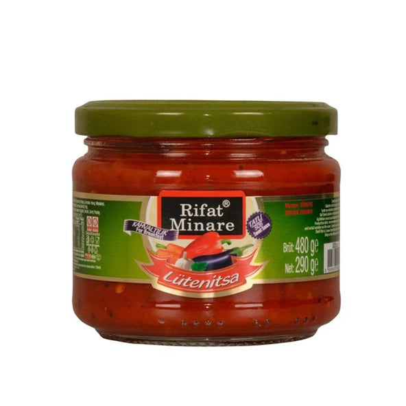 Rifat Minare Lutenitsa Sweet Pepper Spread brings the rich, comforting flavors of traditional Balkan cuisine right to your table.