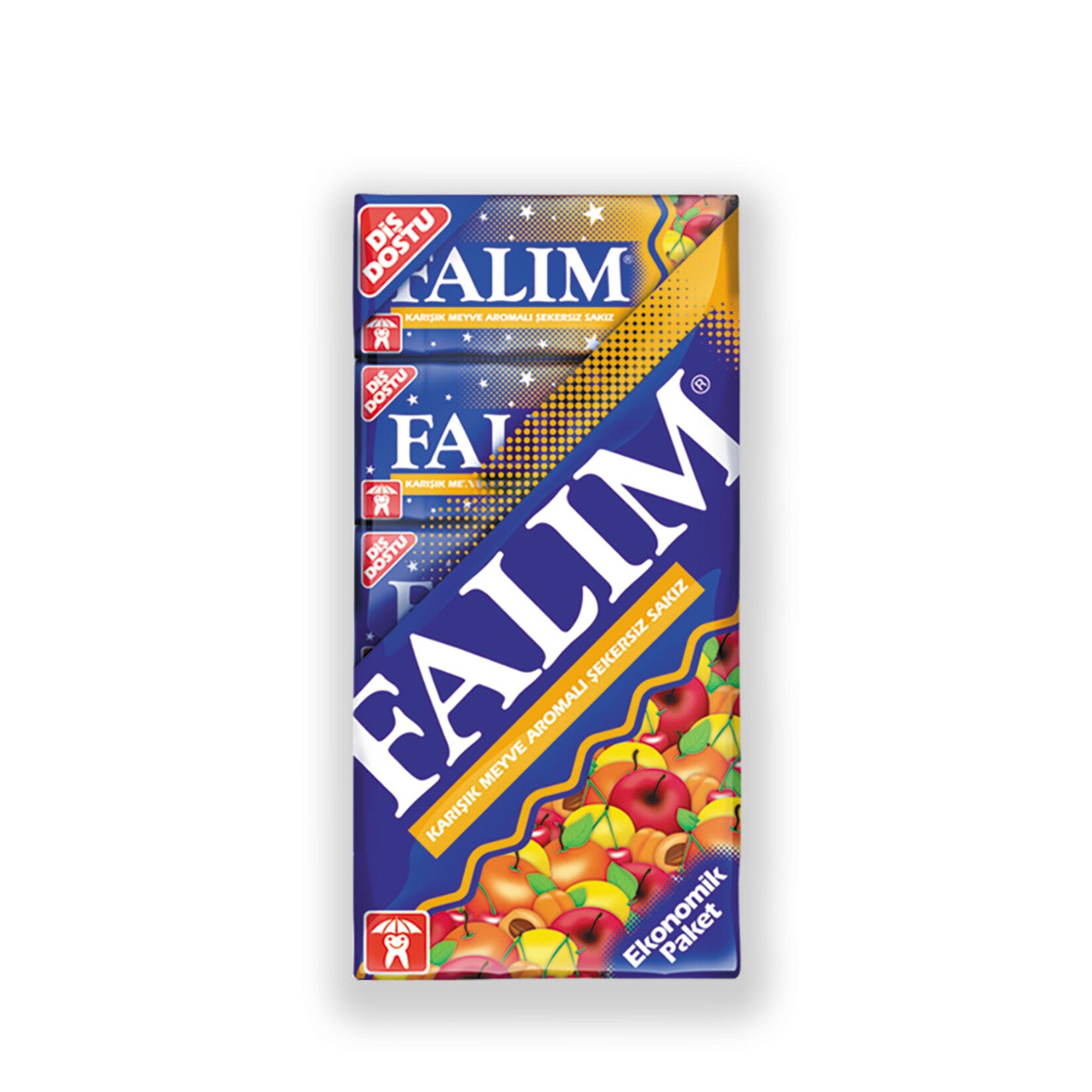Enjoy the refreshing taste of Falim Mixed Fruit Sugar-Free Gum, a classic favorite from Türkiye.