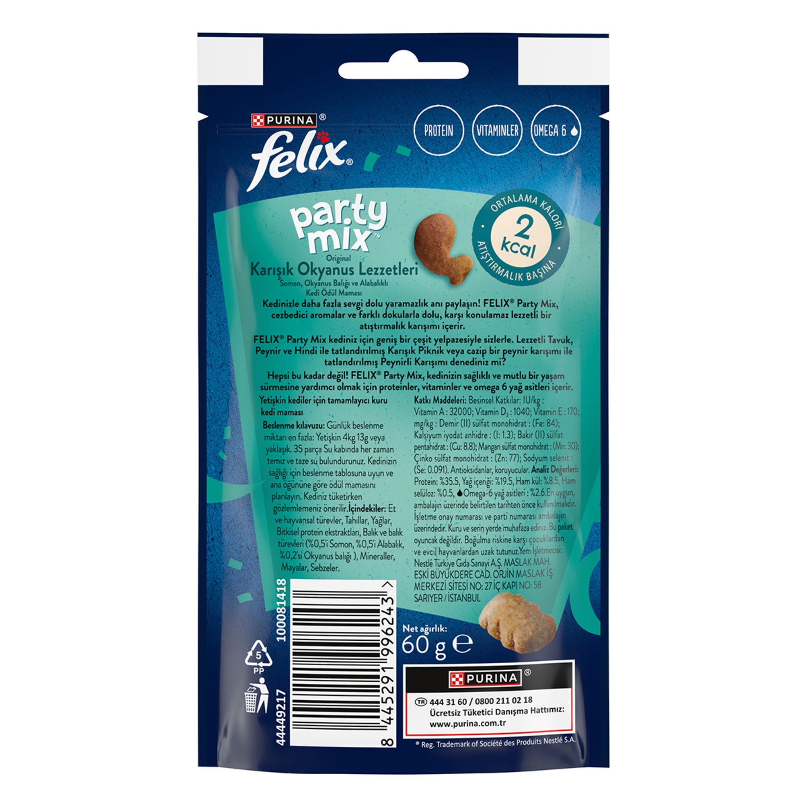 Felix Party Mix Mixed Ocean Cat Treat is a flavorful snack made with ocean-inspired ingredients to delight adult cats.
