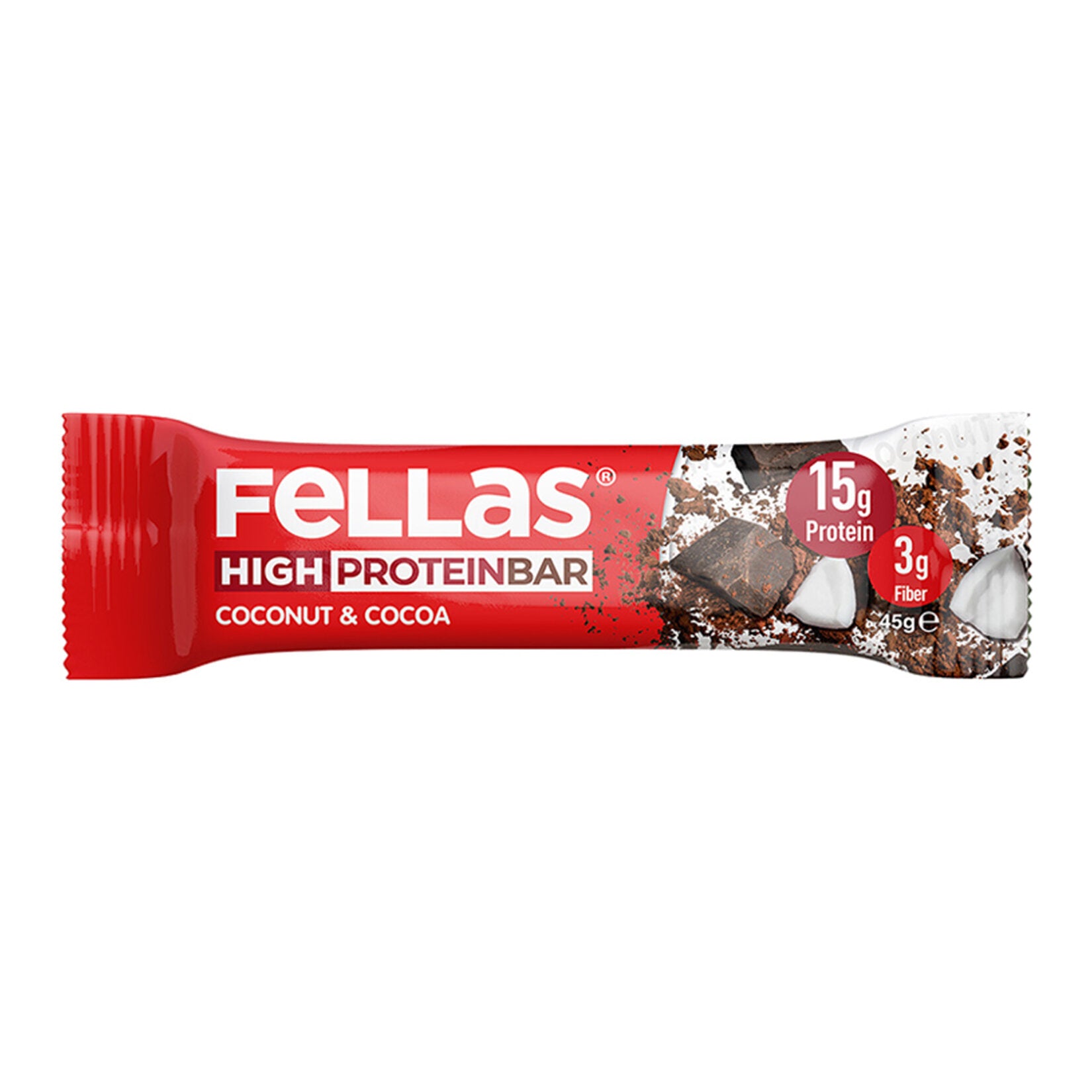 Looking for a delicious and healthy snack on the go? The Fellas Cacao & Coconut High Protein Bar is the perfect choice for fitness lovers and snackers alike.