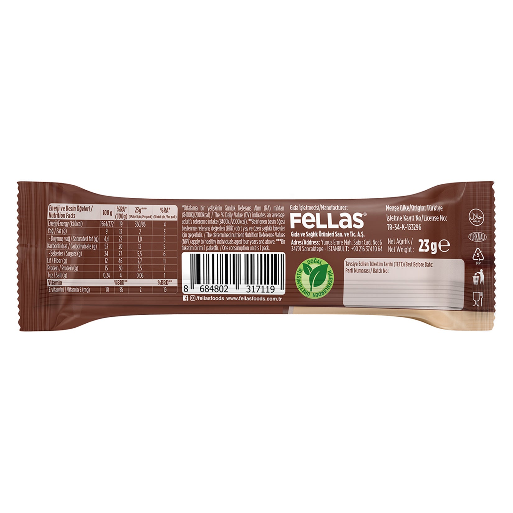 Fellas Cacao Granola Bar is a deliciously wholesome snack made with gluten-free oats, puffed rice, natural date juice, and rich cacao.