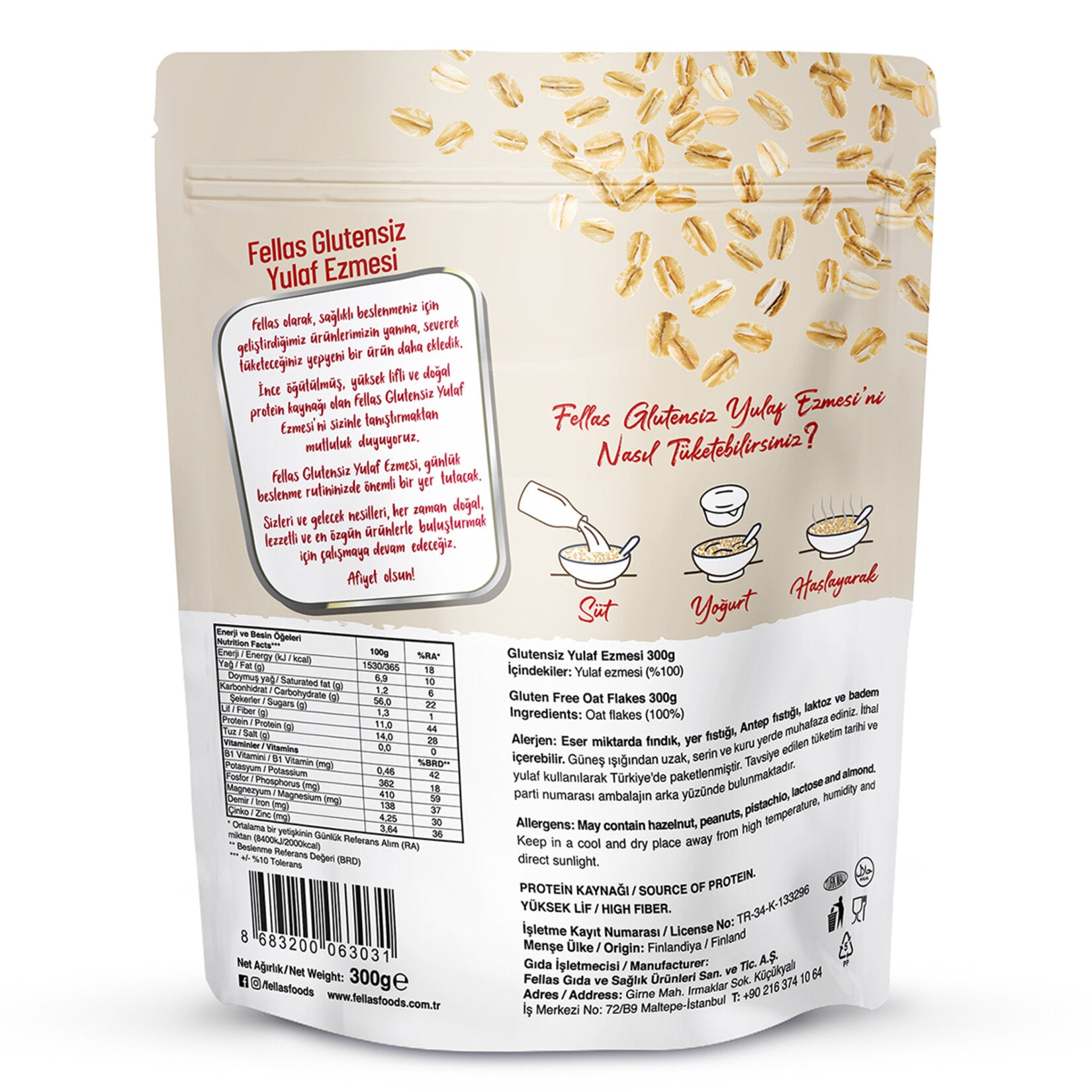Start your morning with Fellas Gluten Free Oat Flakes, a simple and wholesome breakfast essential made from carefully selected oats.