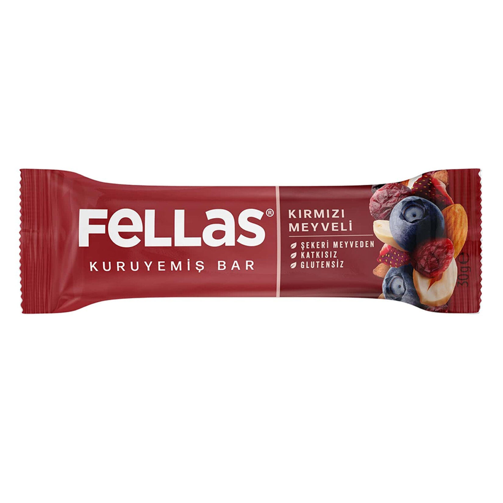 Fellas Red Berry Nut Bar is a deliciously wholesome snack made with 50% mixed nuts including peanuts
