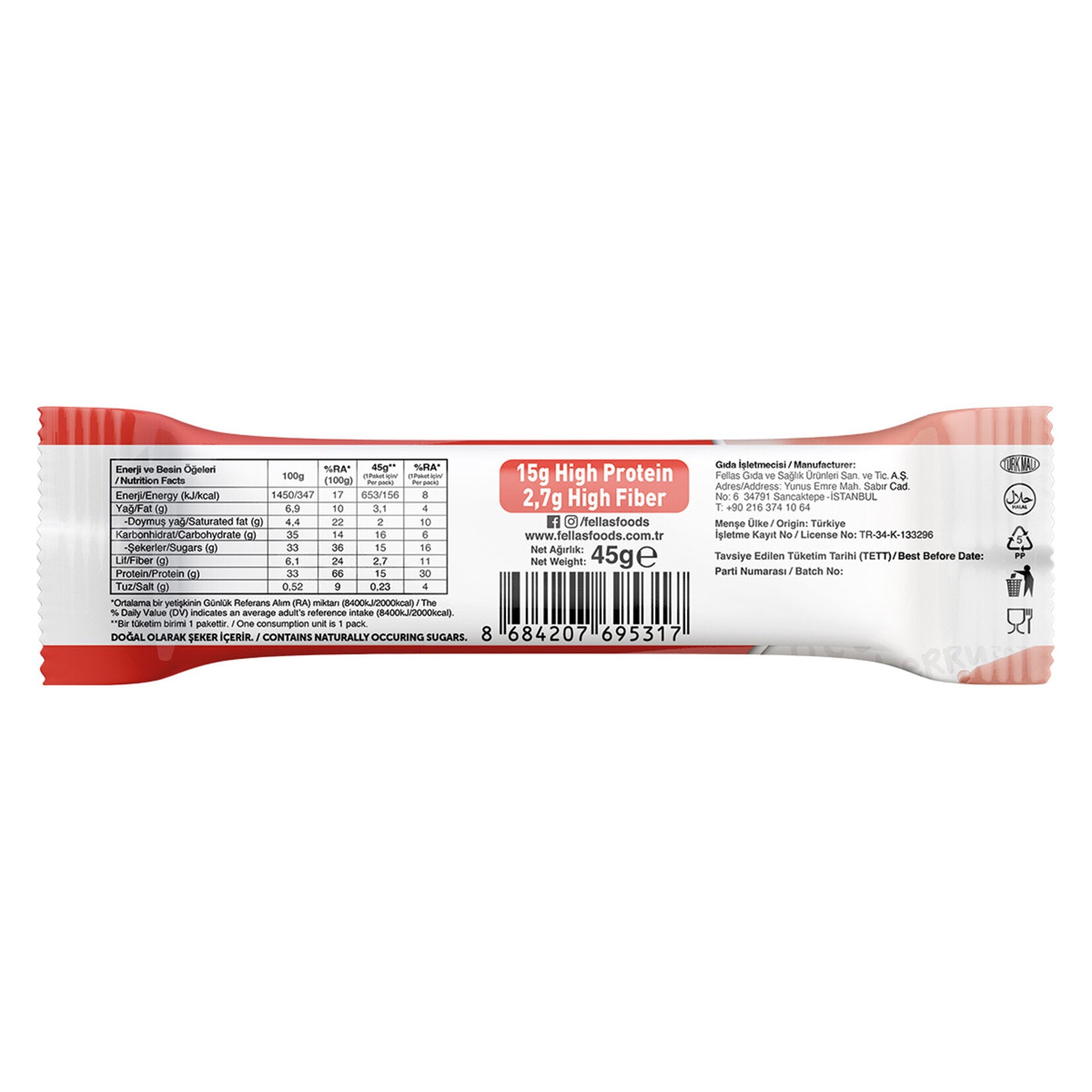 Looking for a delicious and nutritious snack that fits your active lifestyle? The Fellas Strawberry High Protein Bar is packed with high-quality milk and plant-based proteins, natural strawberry flavor, and no added sugar.