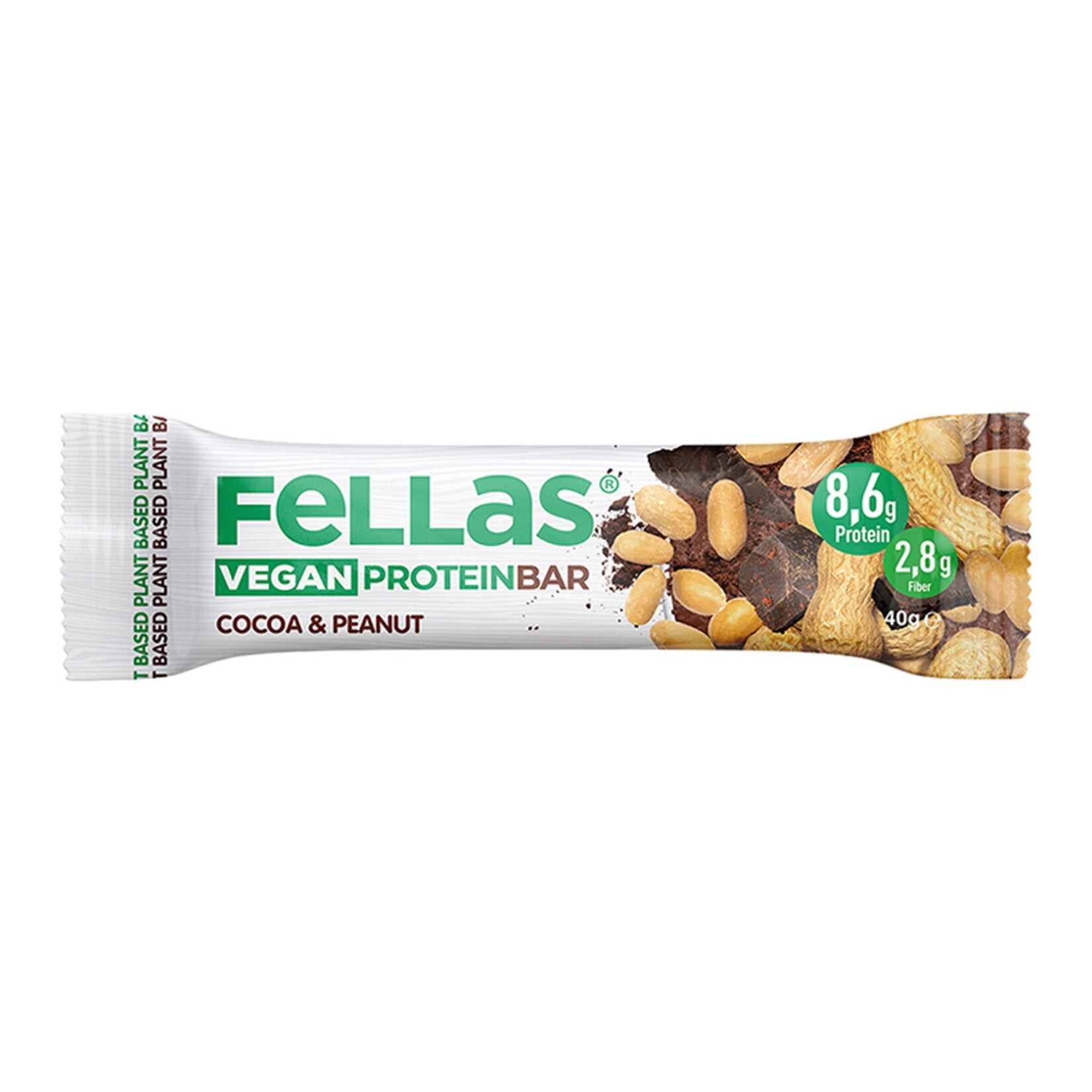 Looking for a delicious, plant-based snack packed with protein and fiber? The Fellas Vegan Protein Bar Cacao & Peanut is your go-to choice.