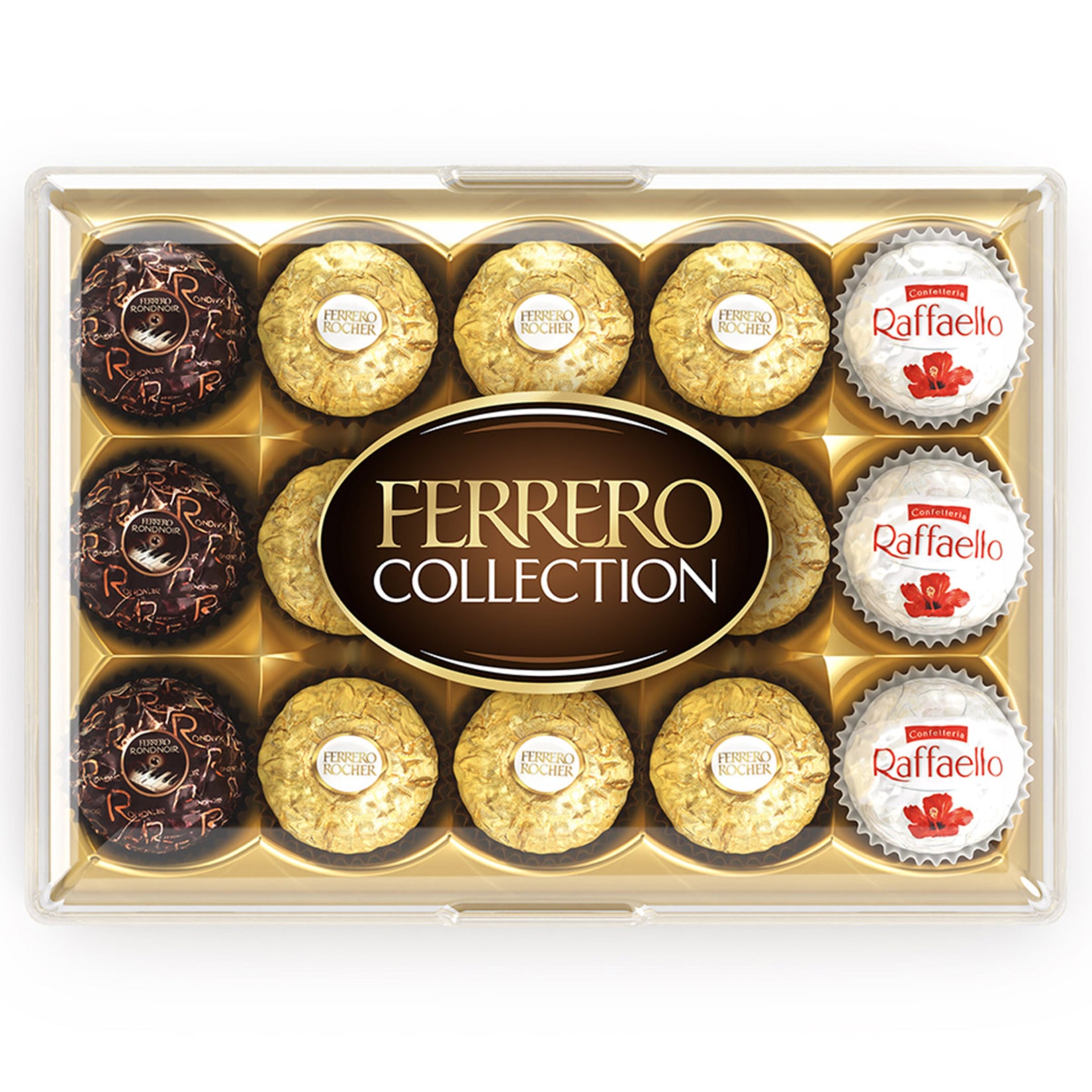Ferrero Collection T15 brings together three of Ferrero’s most loved specialties in one elegant assortment.