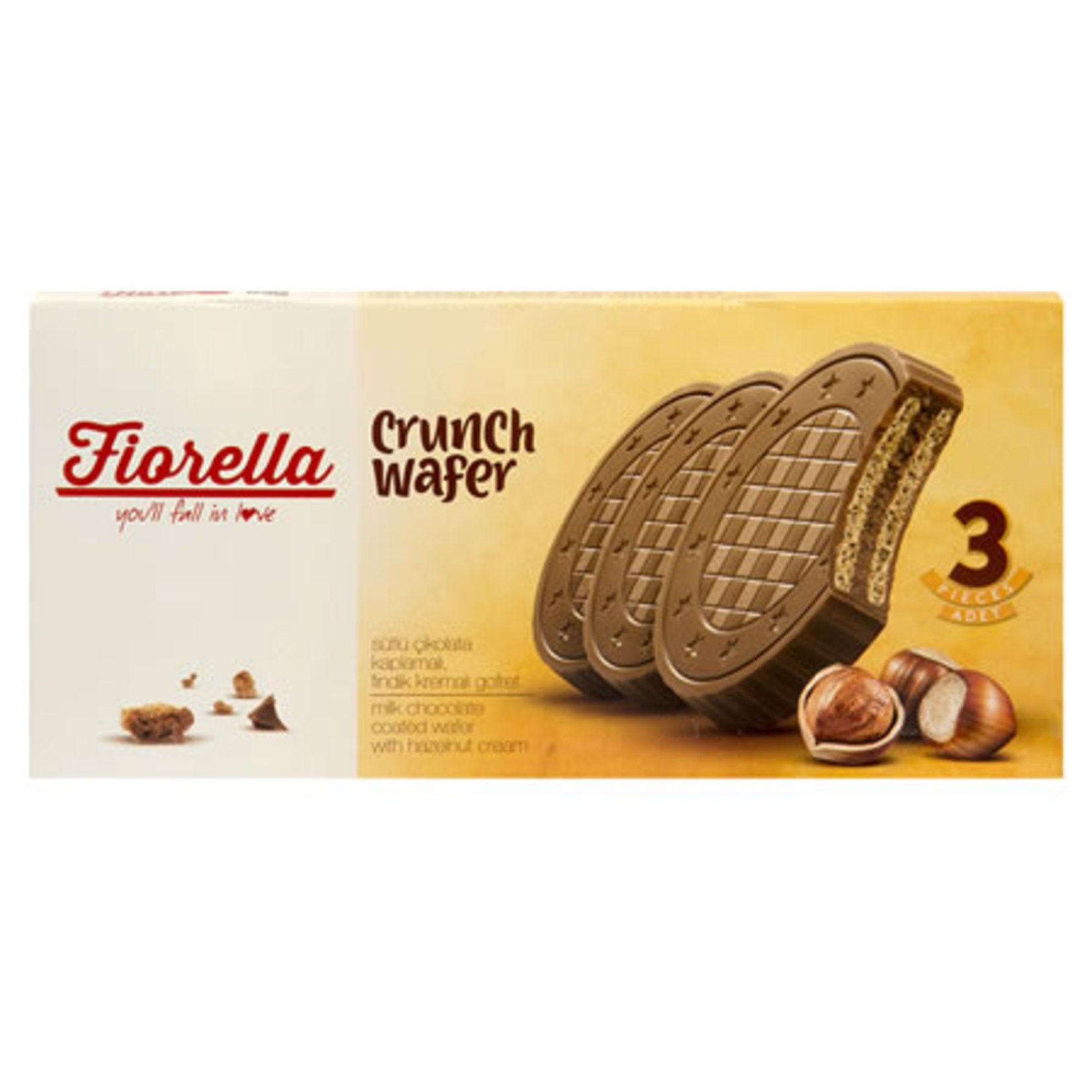 Experience the rich taste of Fiorella Chocolate Hazelnut Cream Wafer, a delicious treat crafted with layers of crispy wafer filled with smooth hazelnut cream and coated in silky milk chocolate.