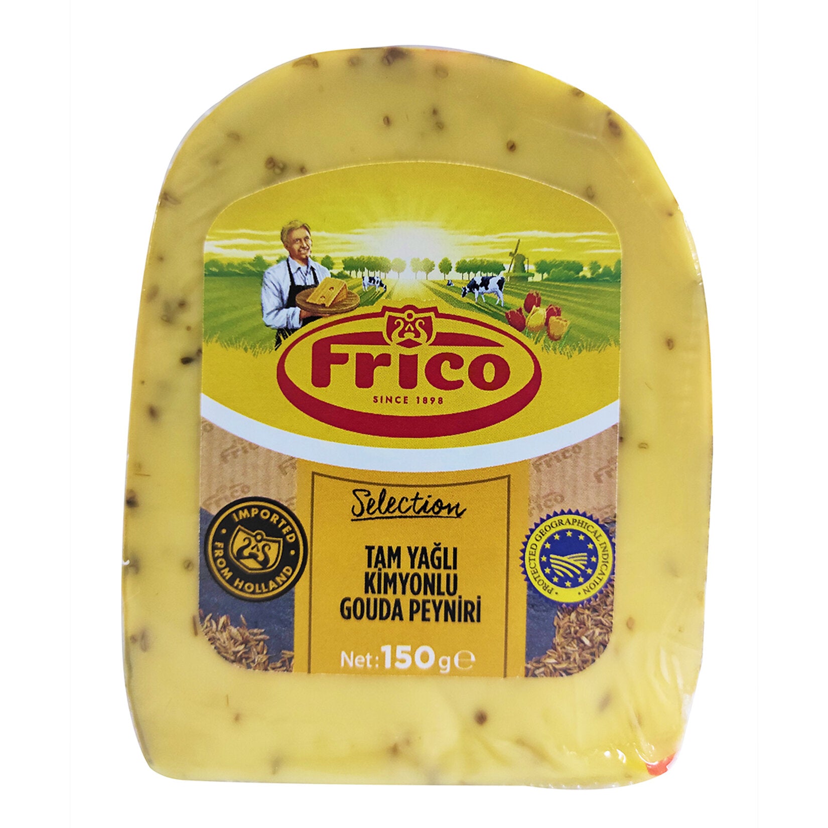 Frico Full Fat Fresh Cumin Gouda Cheese brings a flavorful twist to classic Dutch-style Gouda with the warm, aromatic touch of cumin seeds.