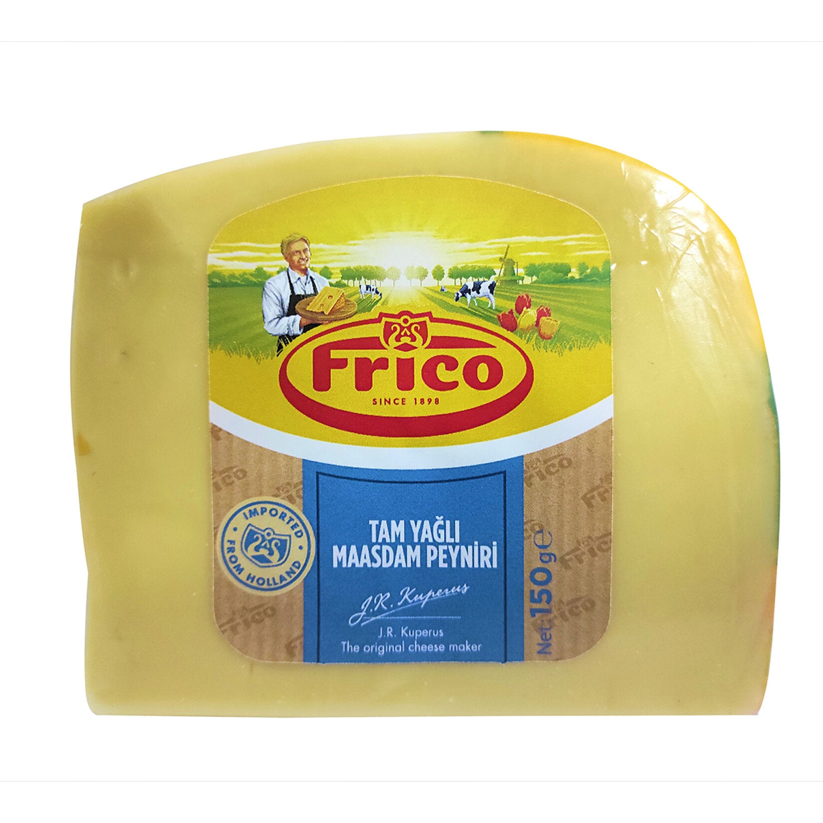 Frico Full Fat Fresh Maasdam Cheese brings the smooth, nutty character of classic Dutch-style cheese to your table in a convenient 150 g pack.