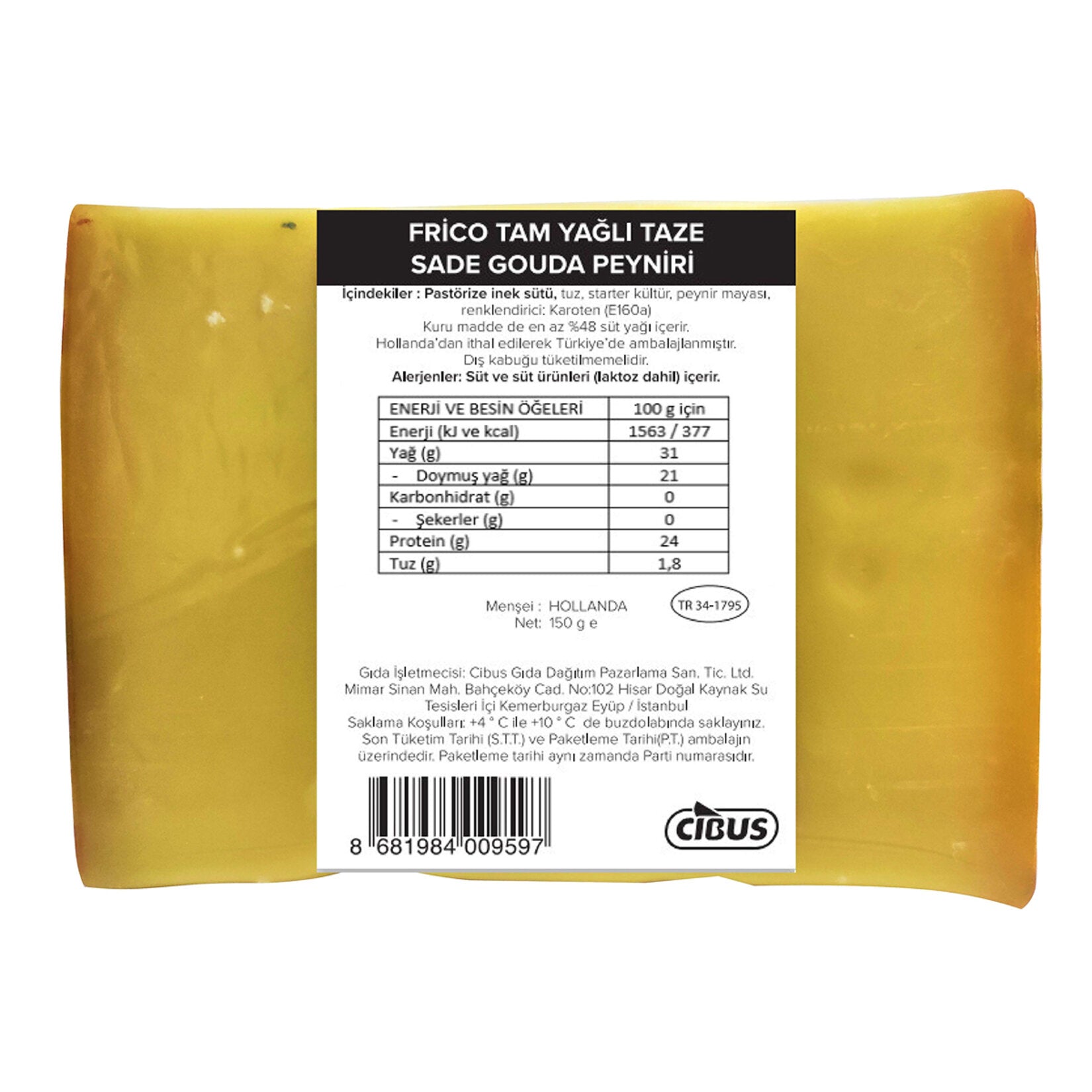 Frico Full Fat Fresh Plain Gouda Cheese brings the smooth, creamy taste of traditional Gouda to your table in a convenient 150 g pack.
