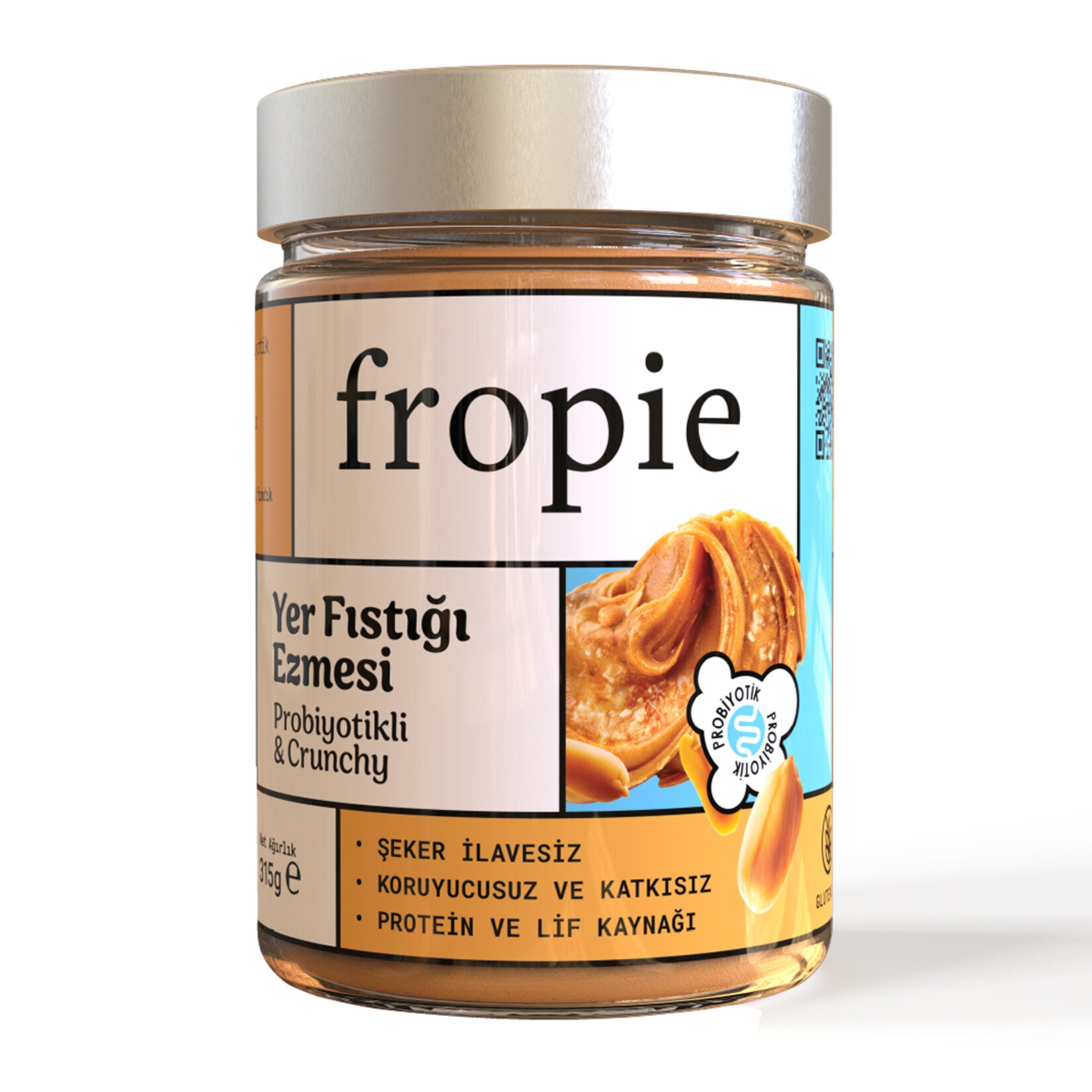 Fropie Probiotic Crunchy Peanut Butter combines the rich taste of roasted peanuts with the added benefit of probiotic culture.