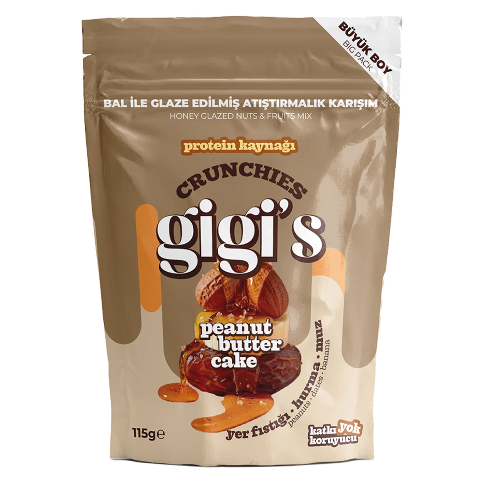 Gigi's Peanut Date Banana Snack brings together roasted peanuts, sweet dates, dried banana, and a touch of honey for a naturally satisfying bite.