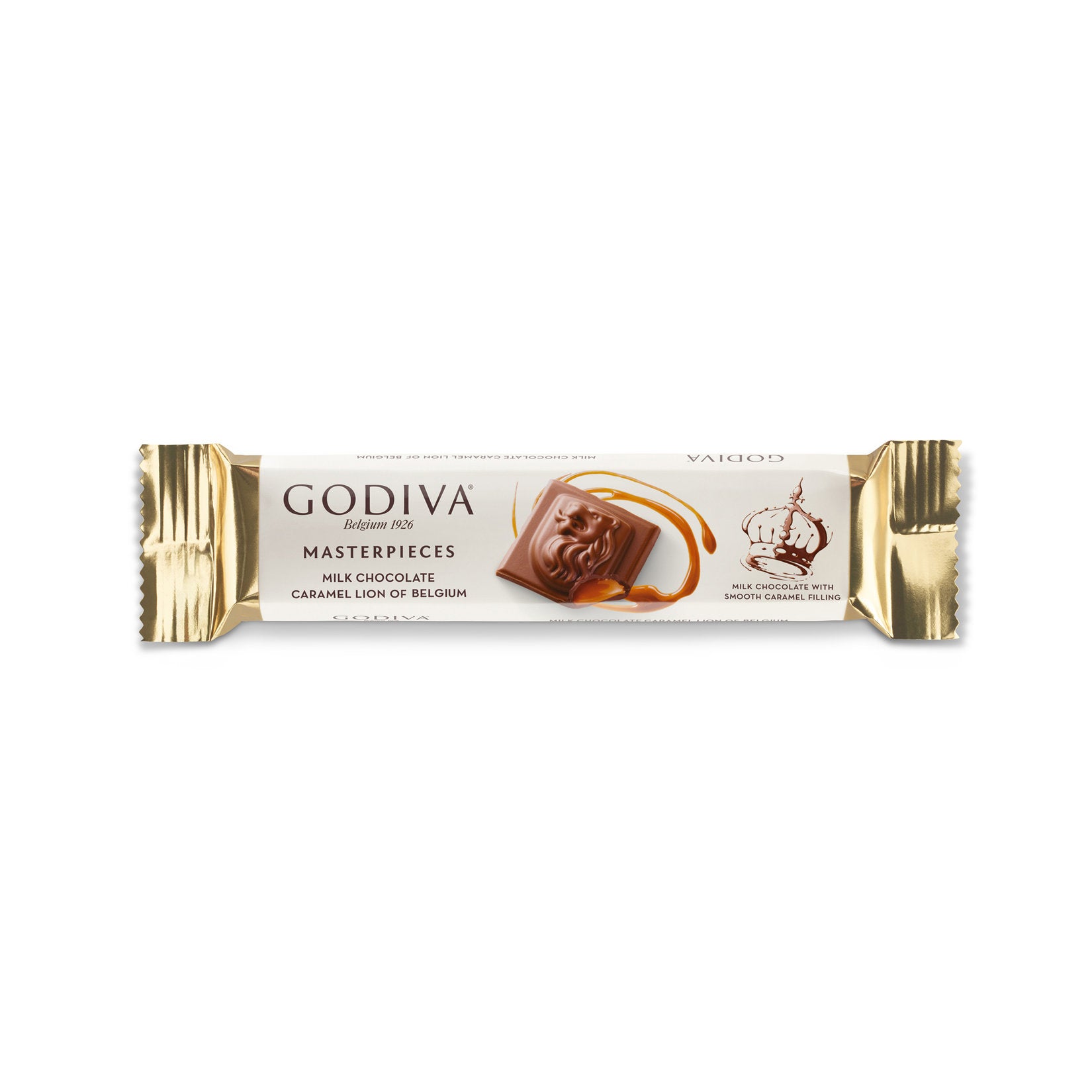 Experience the luxurious taste of Godiva Masterpiece Caramel Milk Chocolate—a premium treat crafted with smooth milk chocolate and a rich caramel filling.