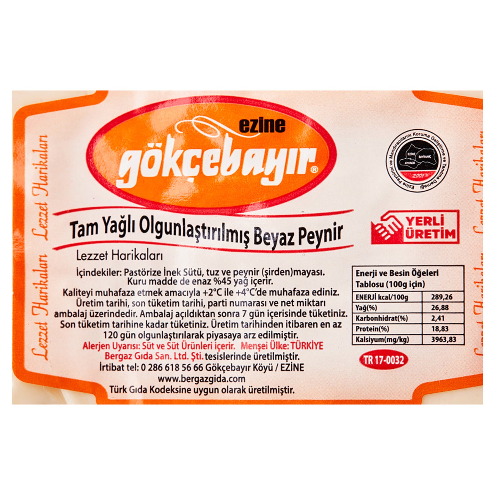 Gökçebayır Ezine Cow Milk White Cheese is a traditional Turkish white cheese crafted in the famous Ezine region of Türkiye.