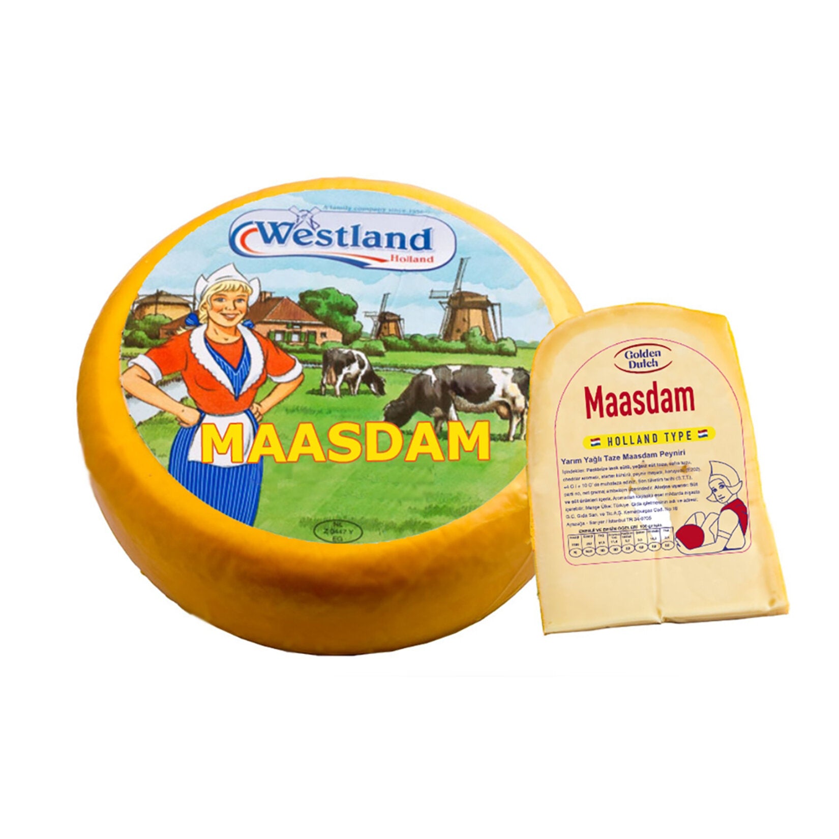 Golden Dutch Maasdam Semi-Hard Cheese brings the smooth, nutty flavor of classic Maasdam-style cheese to your breakfast table and favorite recipes.
