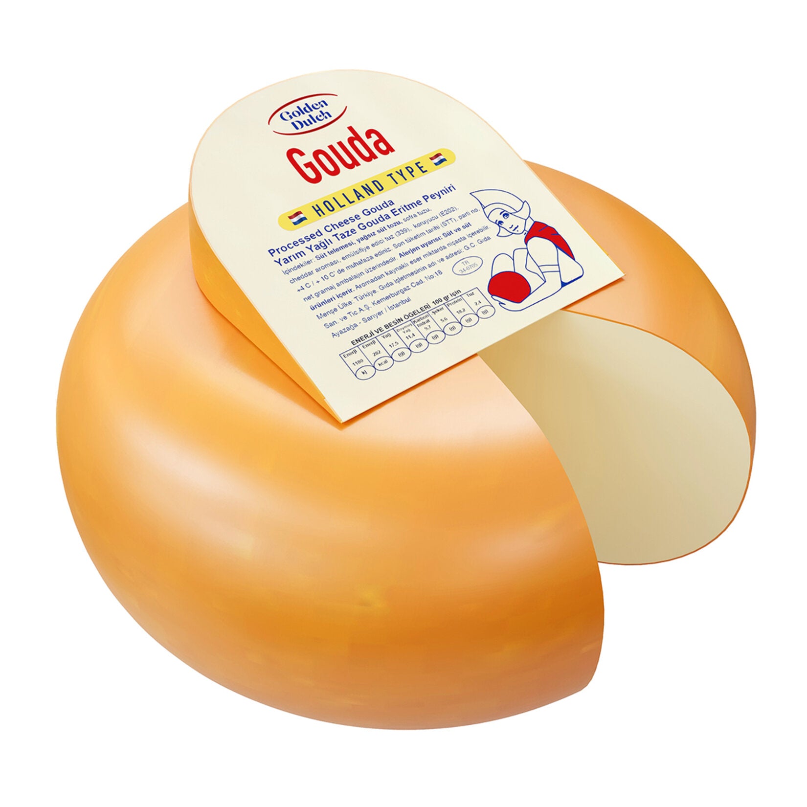 Golden Dutch Plain Semi-Skim Gouda Fresh Cheese brings the smooth, mild character of classic Gouda to your table in a convenient 200 g pack.