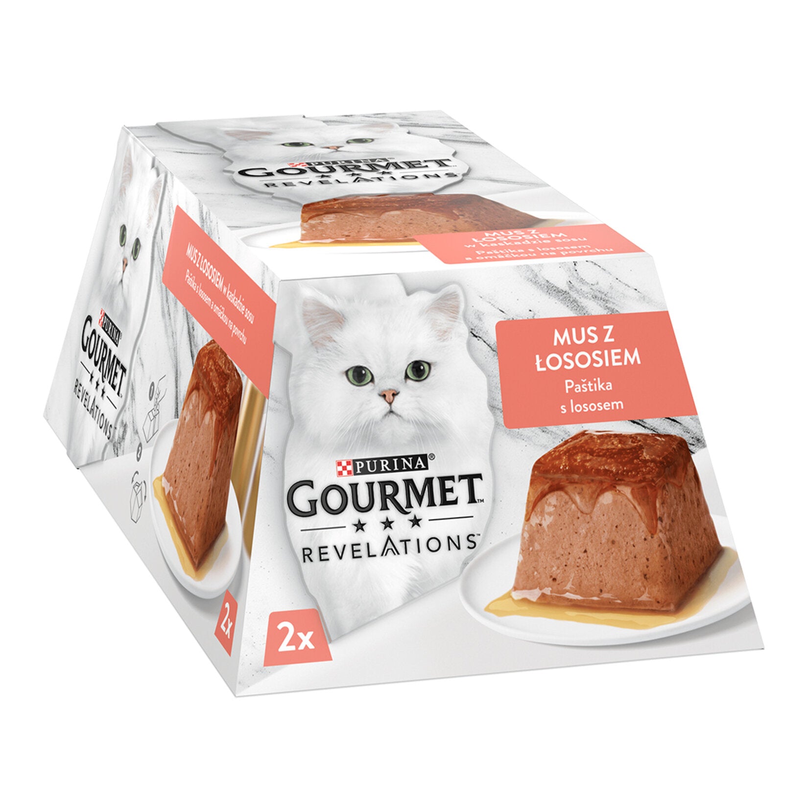 Gourmet Revelations Salmon Wet Cat Food is a delicately prepared meal made with salmon (4%) to provide a flavorful and satisfying experience for adult cats.